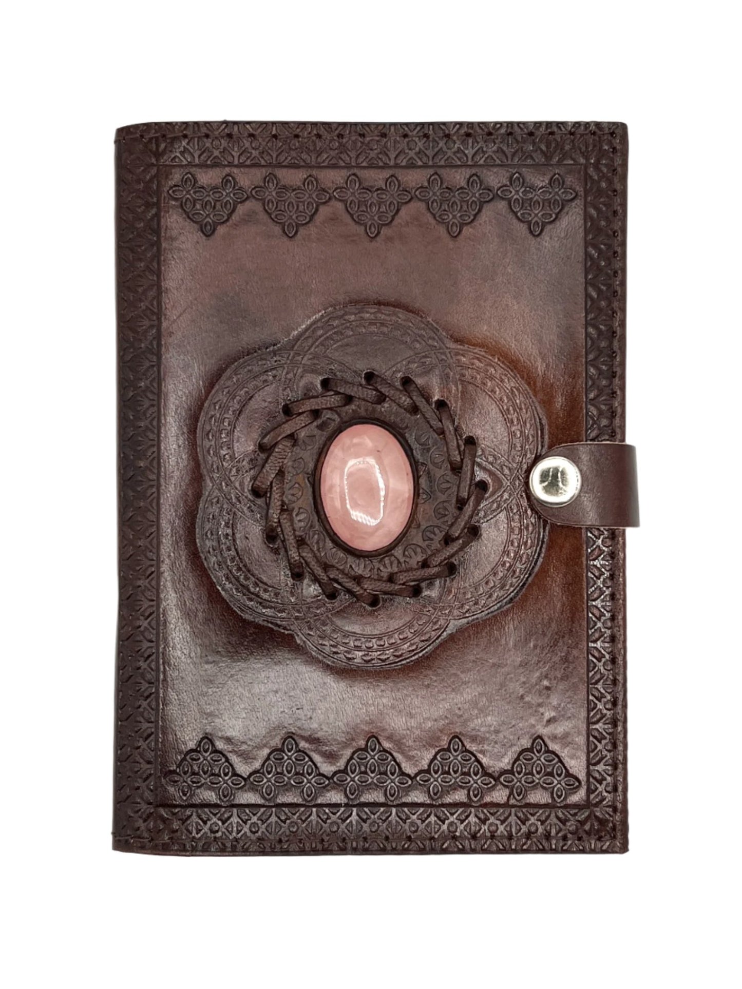 Camel Leather Gemstone Journal | Lotus | 7" x 5" x 1/2"