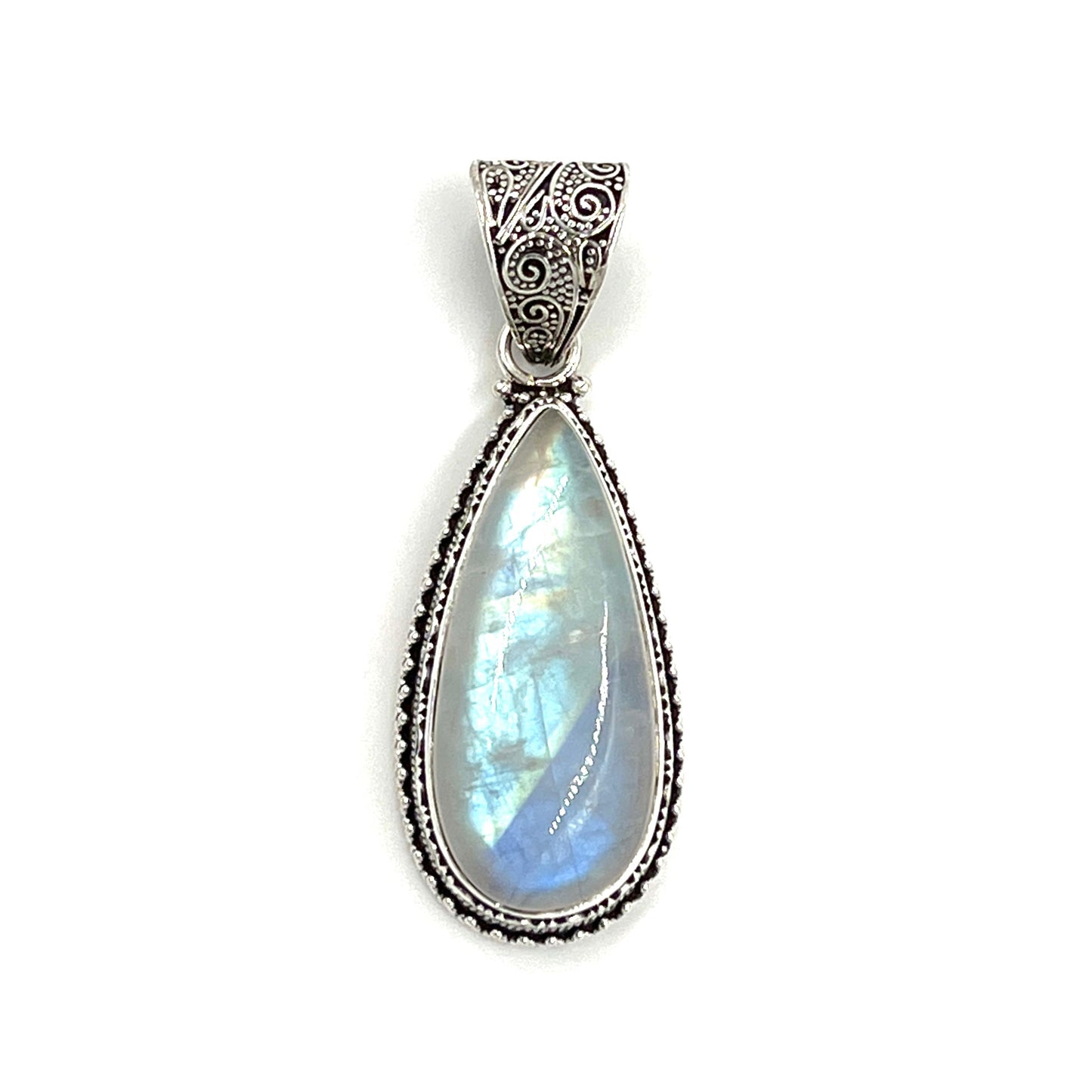 Sterling Silver Filigree Teardrop Moonstone Pendant