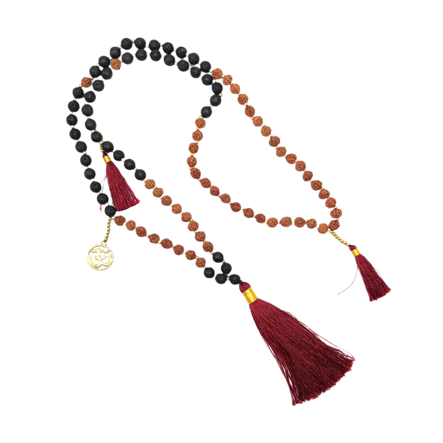 Om Rudraksha & Lava Stone Malas