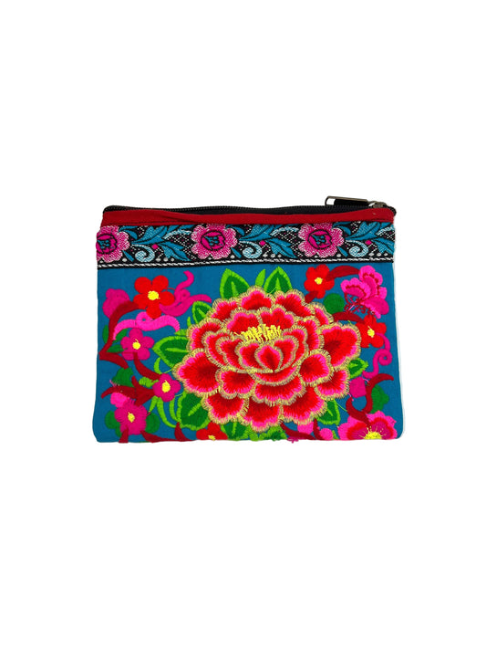 Embroidered Lotus Flower Coin Purse