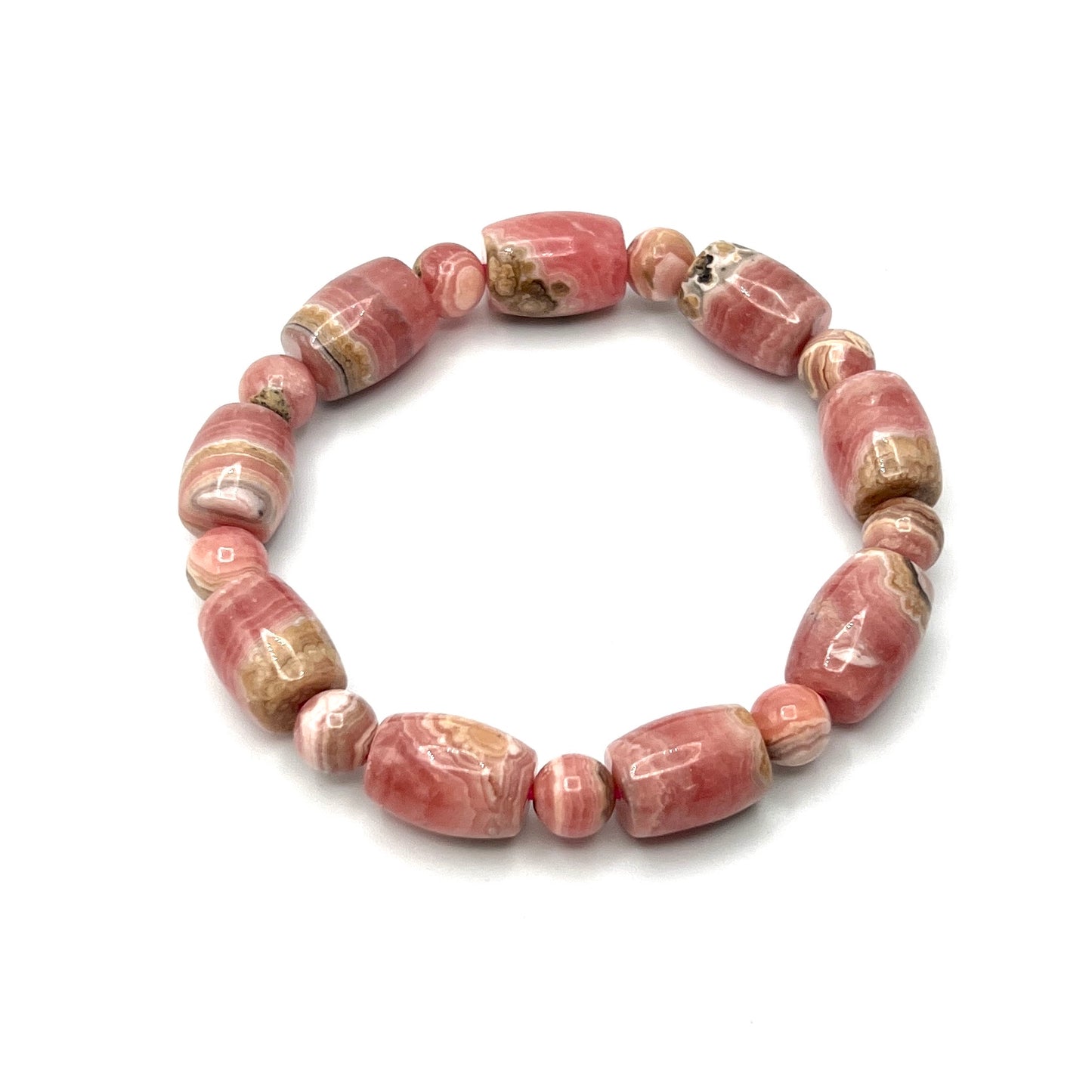 Rhodochrosite Barrel Stretchy Bracelets