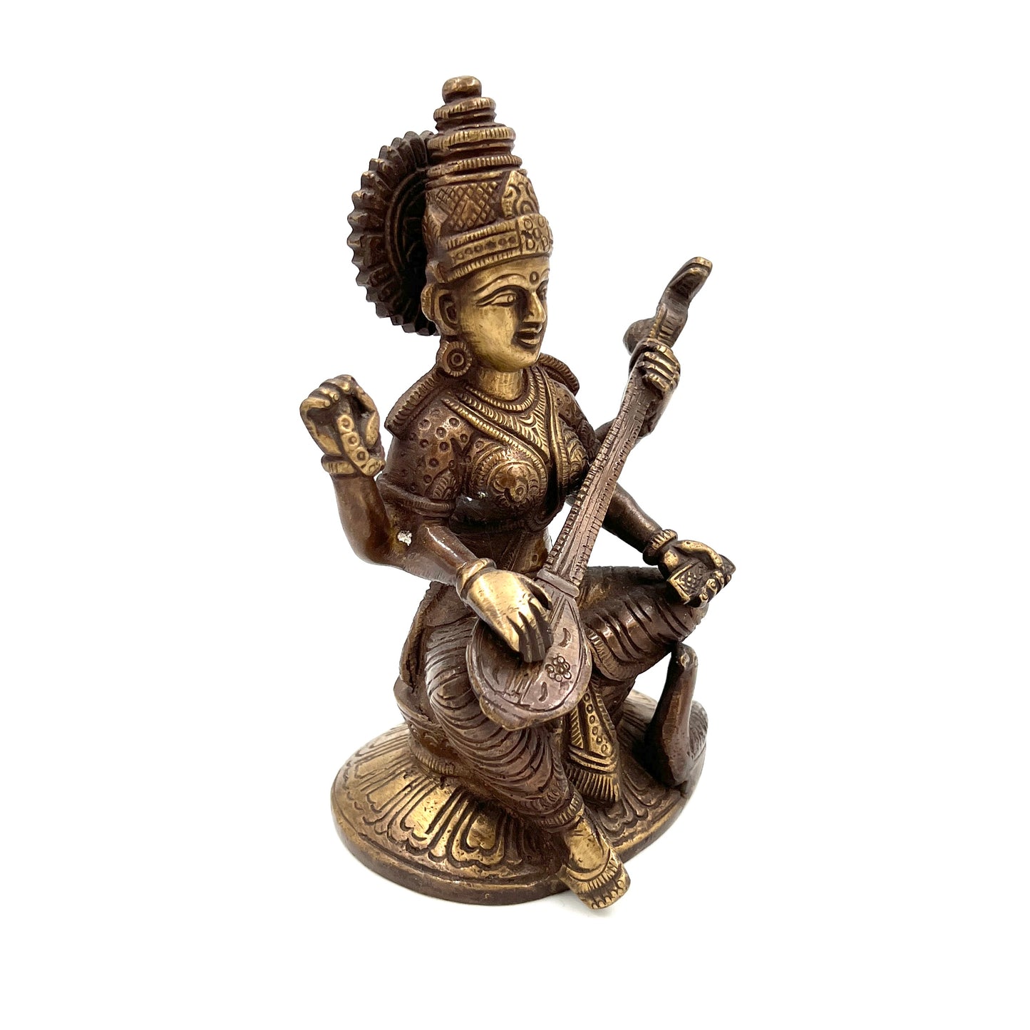 Hand Finished Brass Saraswati Statue