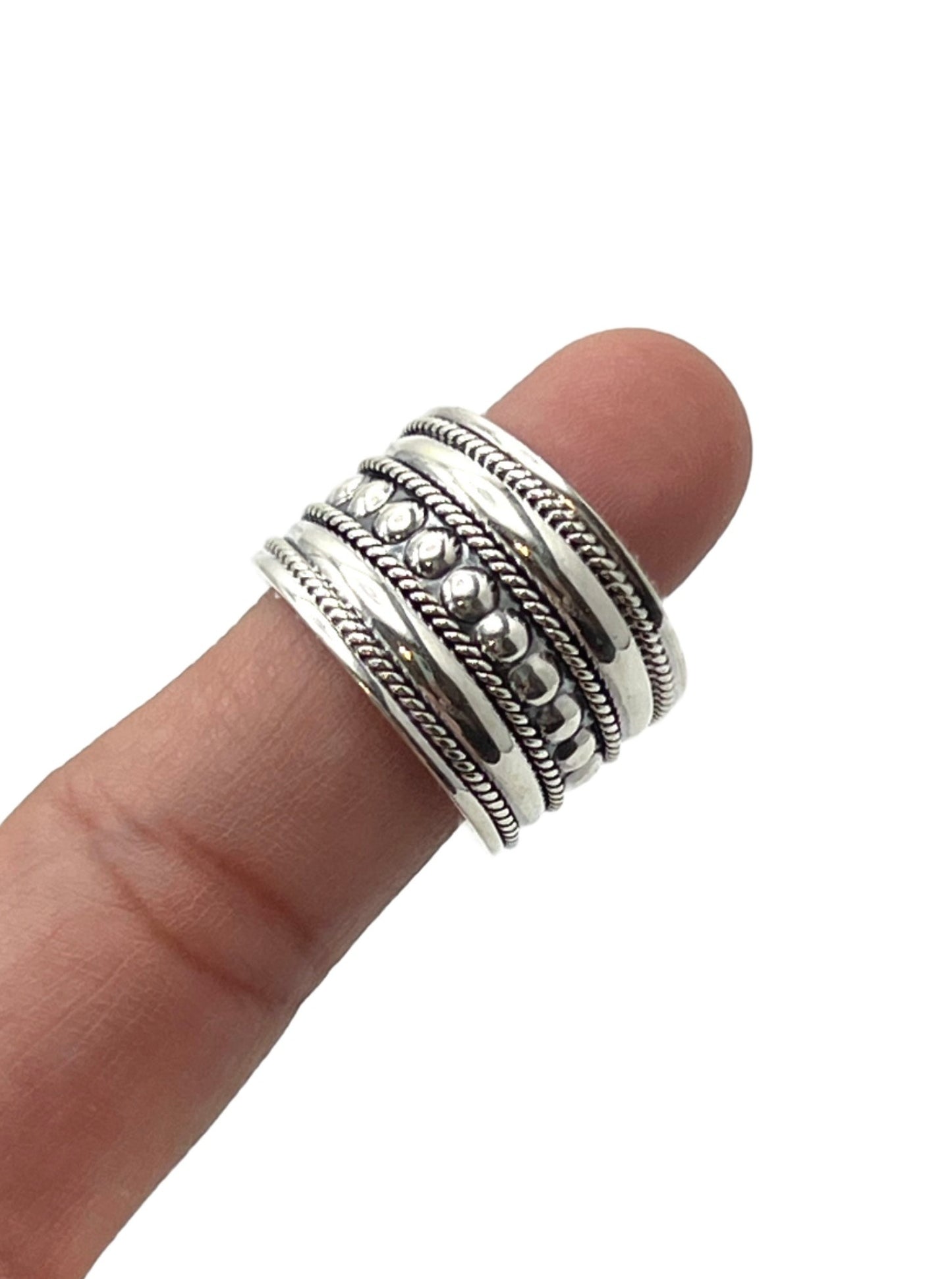 Sterling Silver Bali Beaded Ring