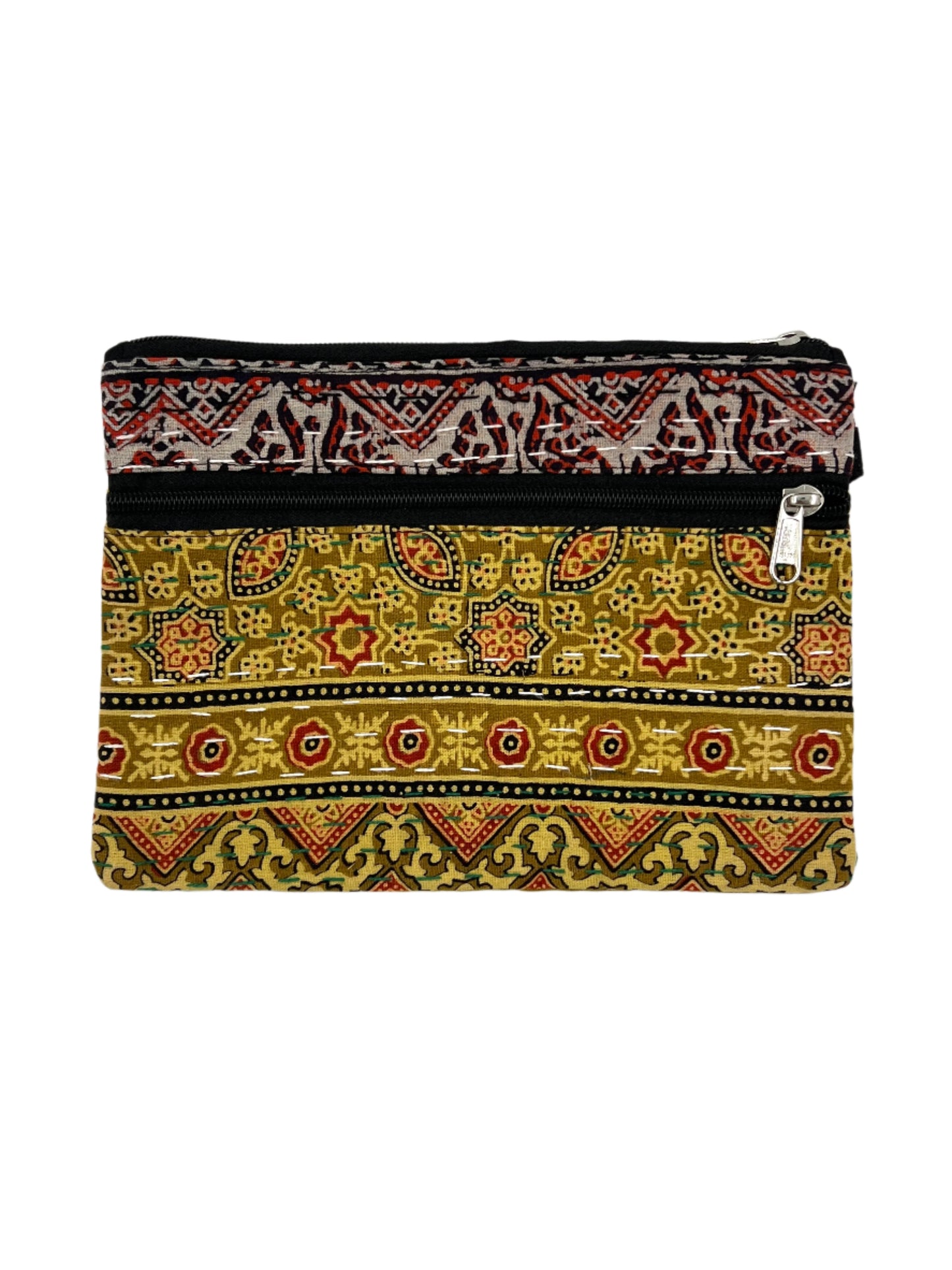 Block Print Kantha Coin Bag 10" x 7"