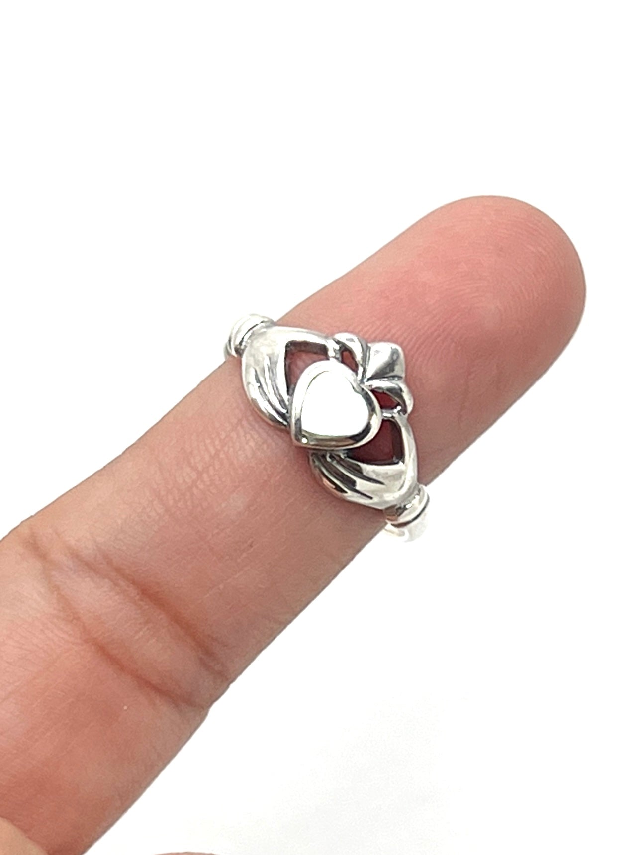 Sterling Silver Shell Claddagh Heart Rings
