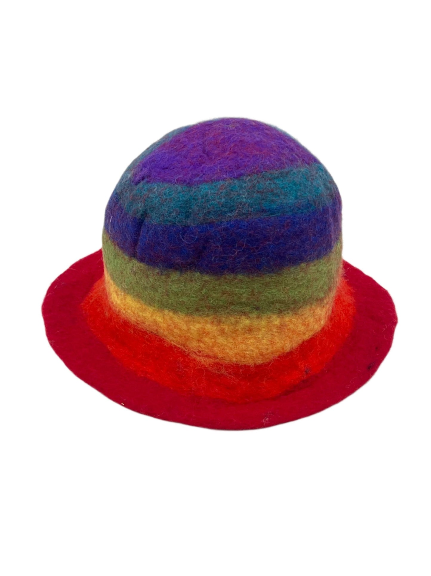 Hand felted Rainbow Striped Wool Hats