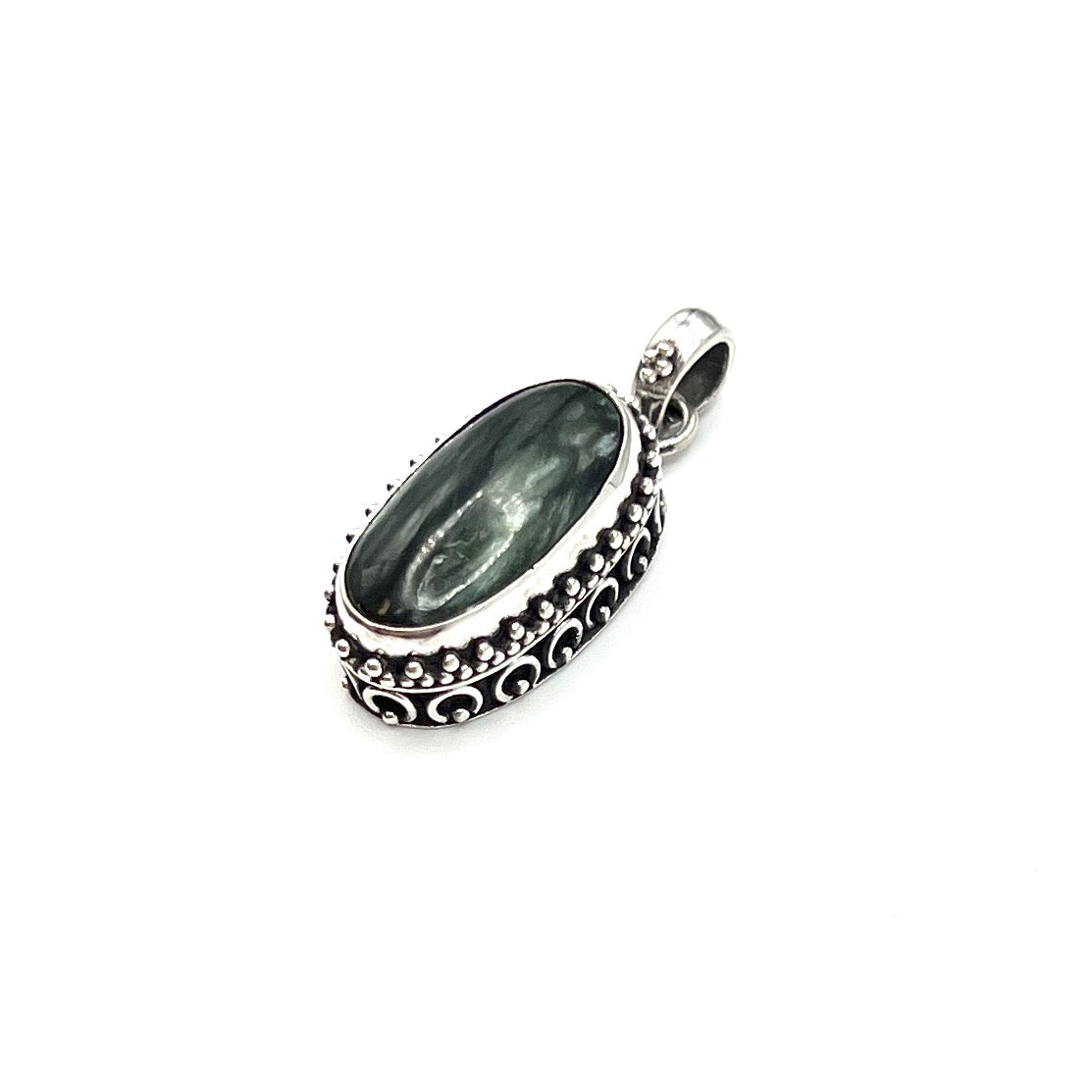 Sterling Silver Beaded Seraphinite Pendants