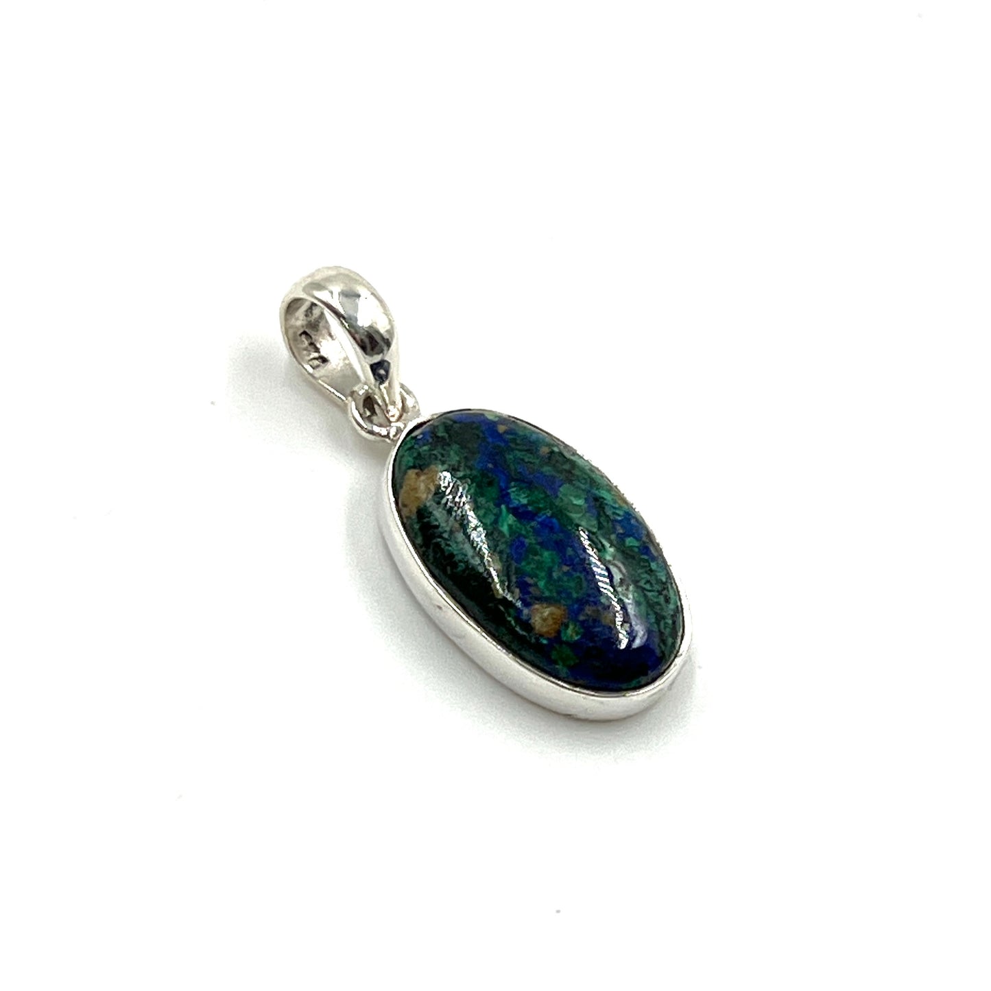 Sterling Silver Azurite Malachite Oval Pendants