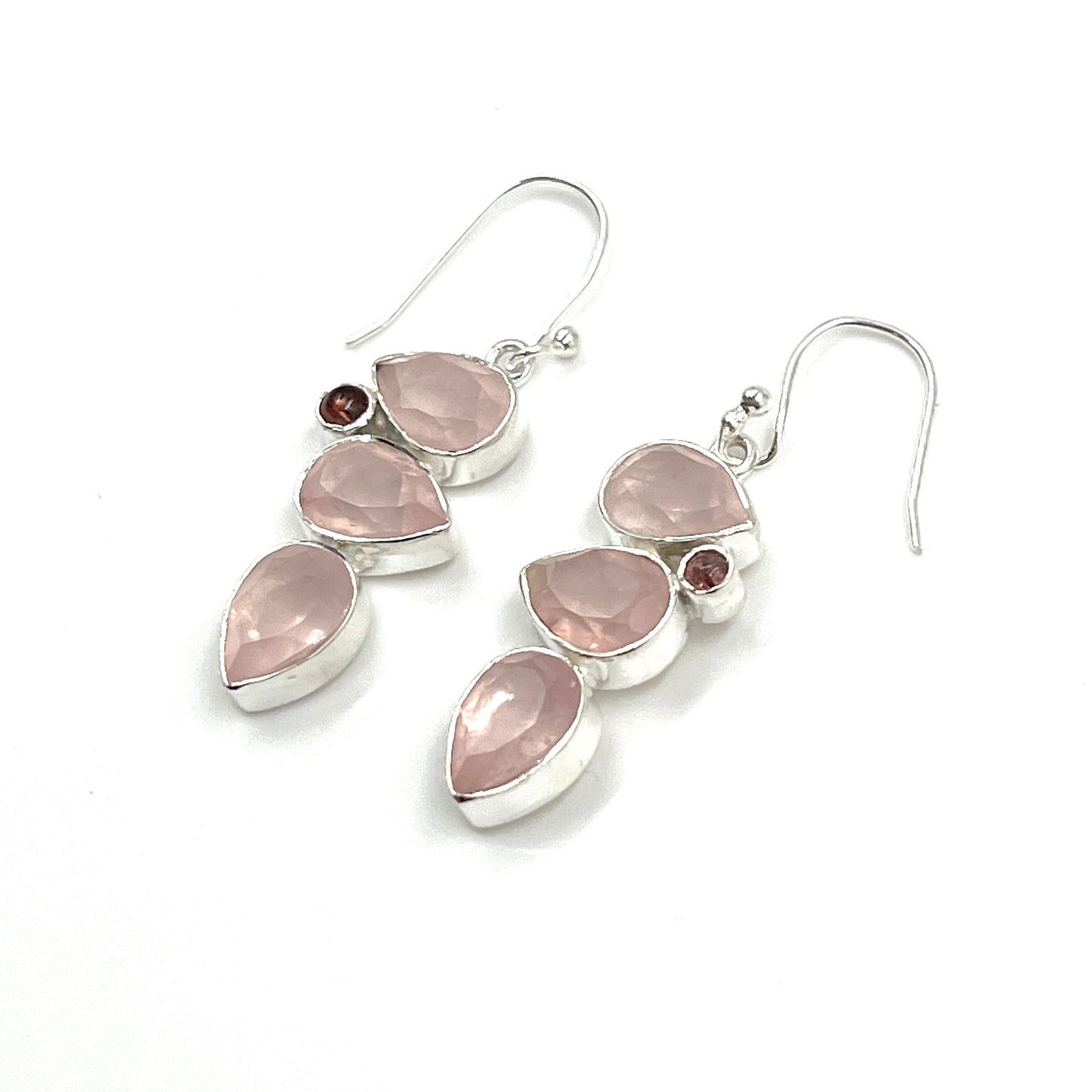 Teardrop Rose Quartz & Tourmaline Earrings