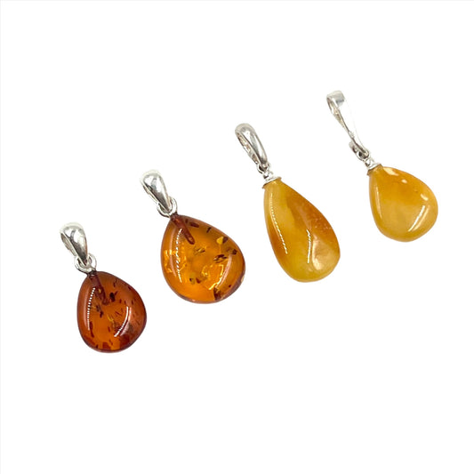 Amber Teardrop Freeform Pendants