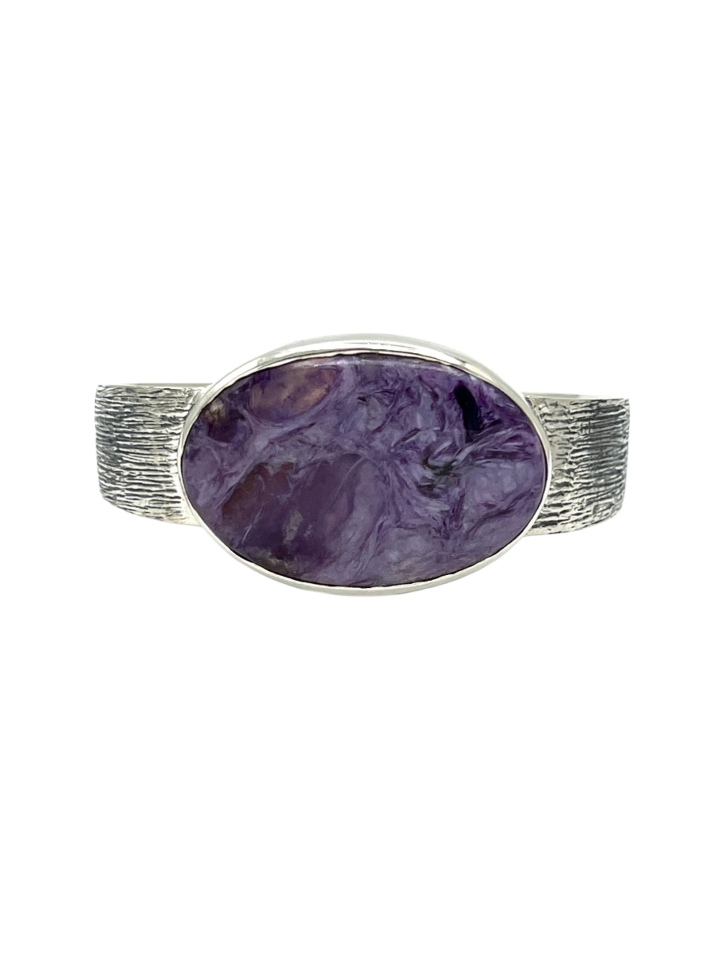 Silver Charoite Oval Cuff