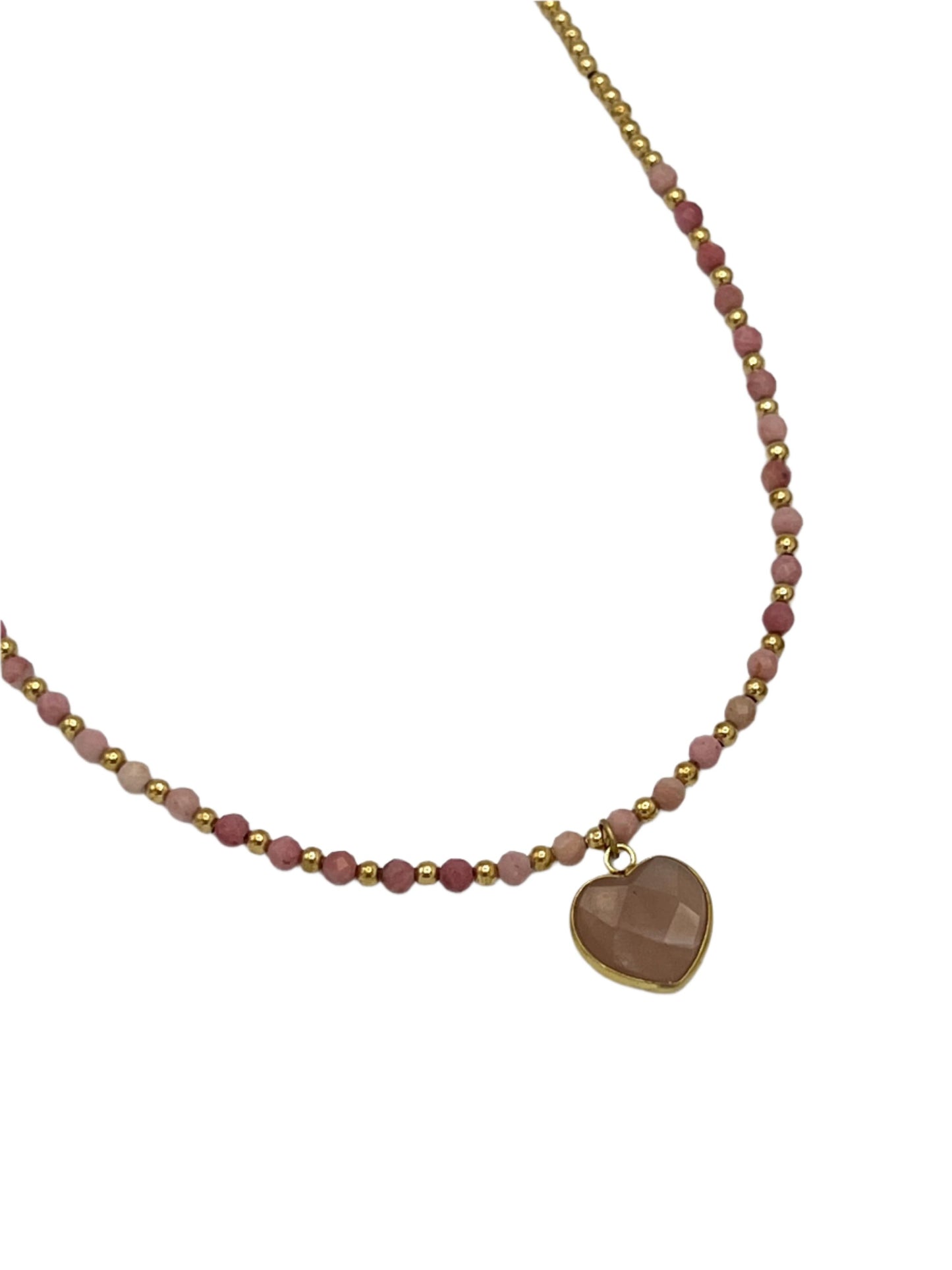 Heart Gemstone Brass Necklaces