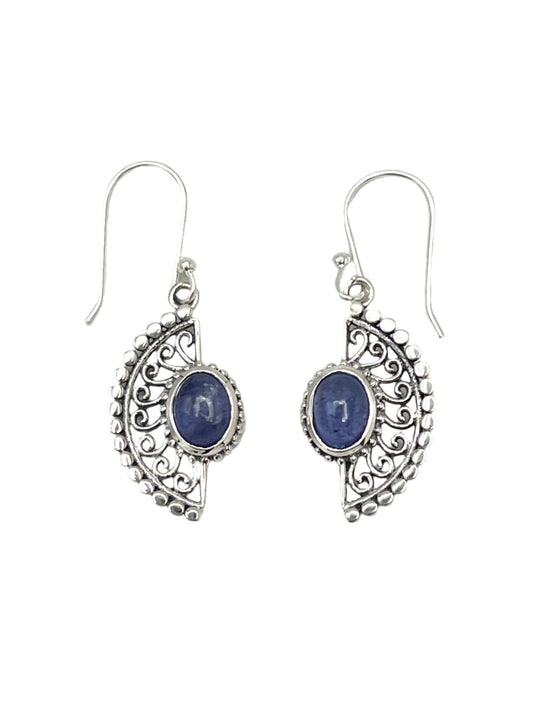 Sterling Silver Tanzanite Fan Earrings