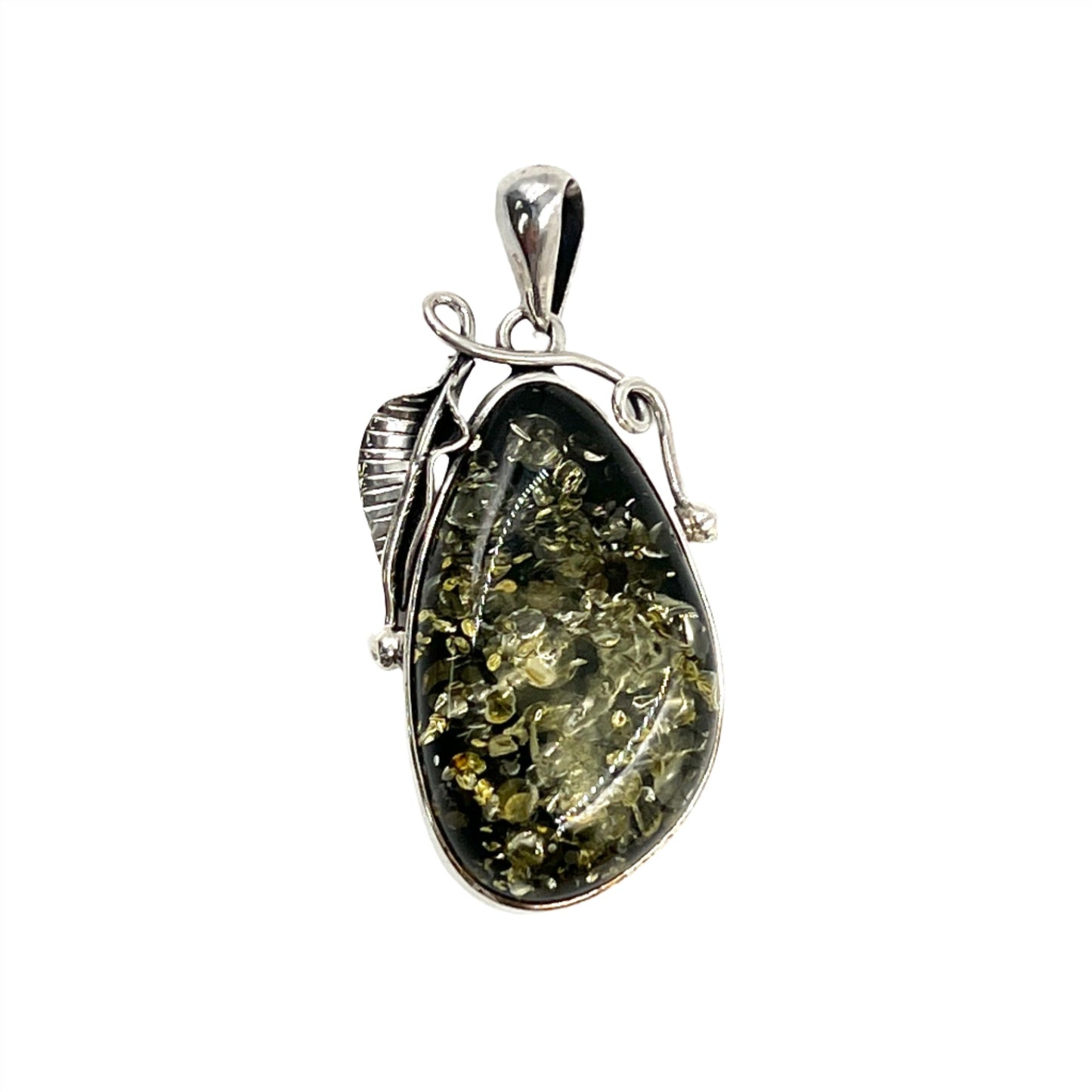 Green Amber Freeform Pendants