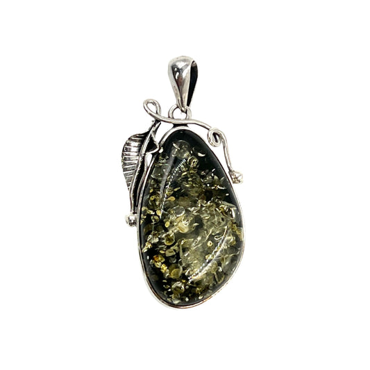 Green Amber Freeform Pendants