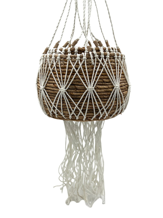 Banana Leaf White Hanging Plant Basket Sets