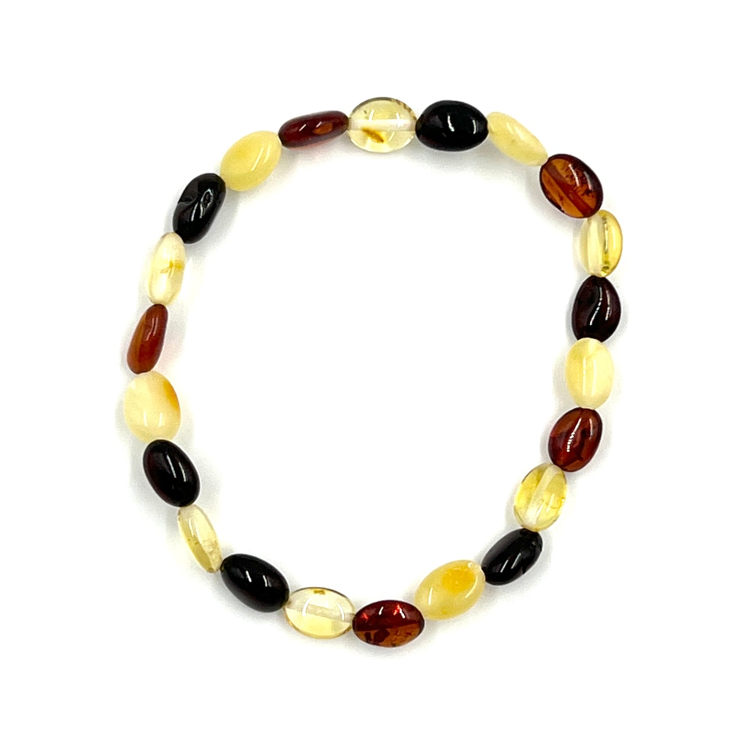 Multi Polished Amber Stretchy Bracelet