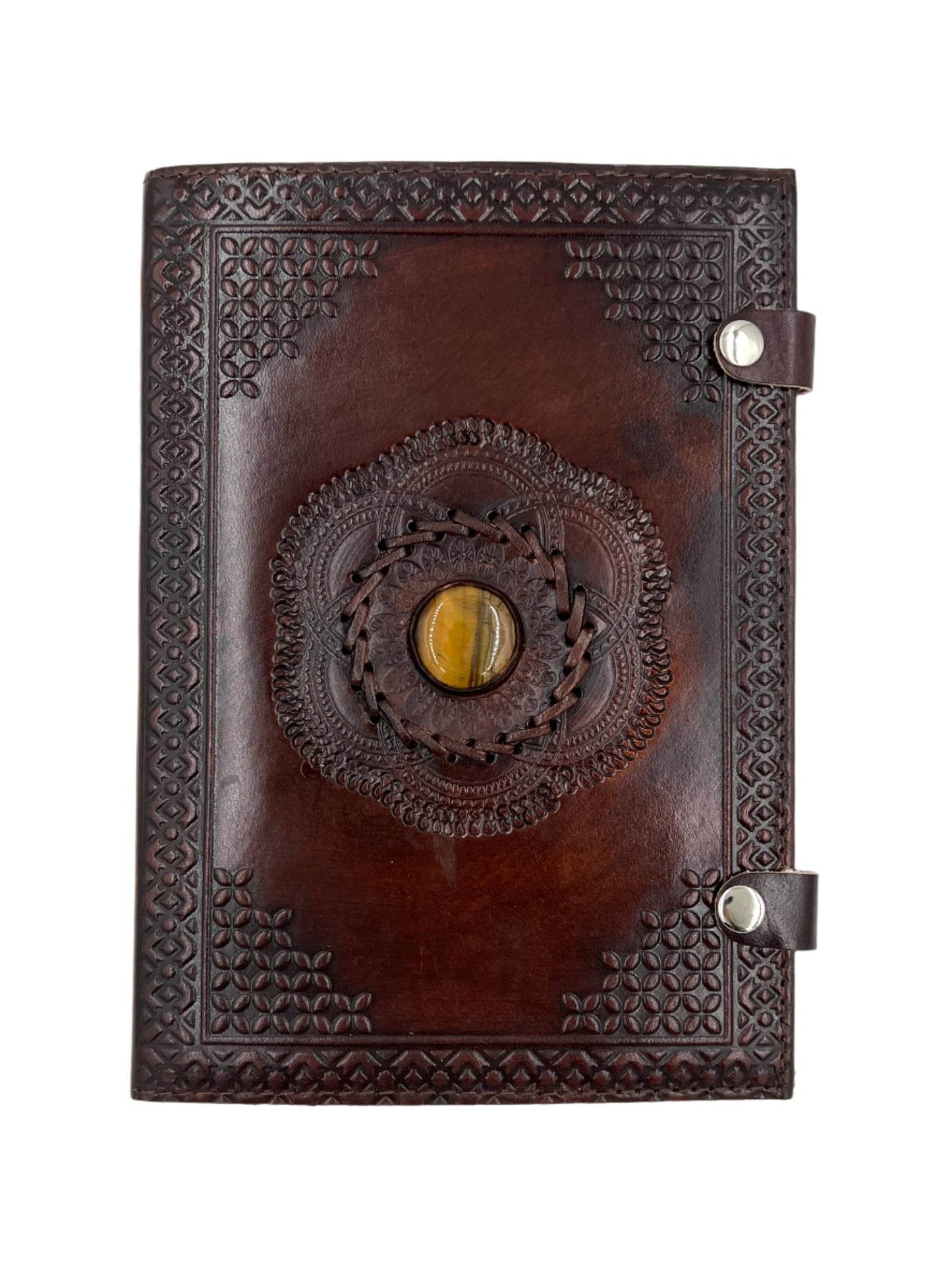 Camel Leather Gemstone Journal | Lotus | 10" x 7" x 1/2"