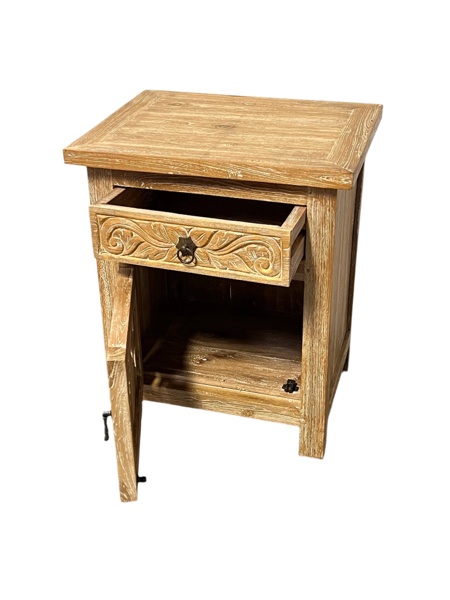 White Washed Teakwood Night Stands