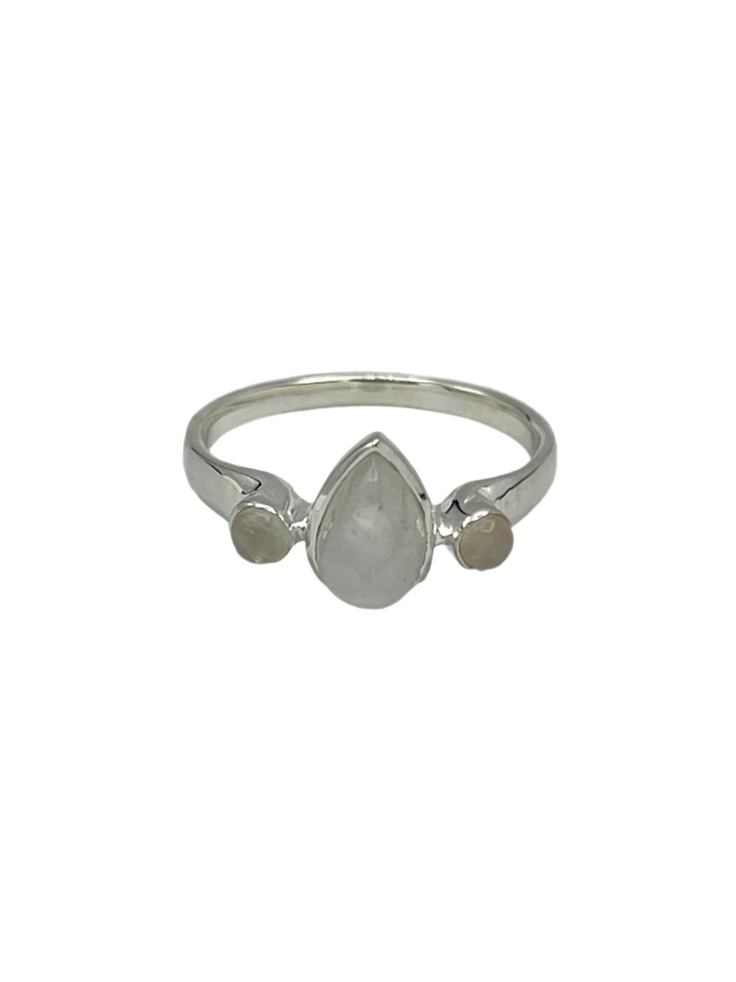 Sterling Silver Small Teardrop Moonstone Ring