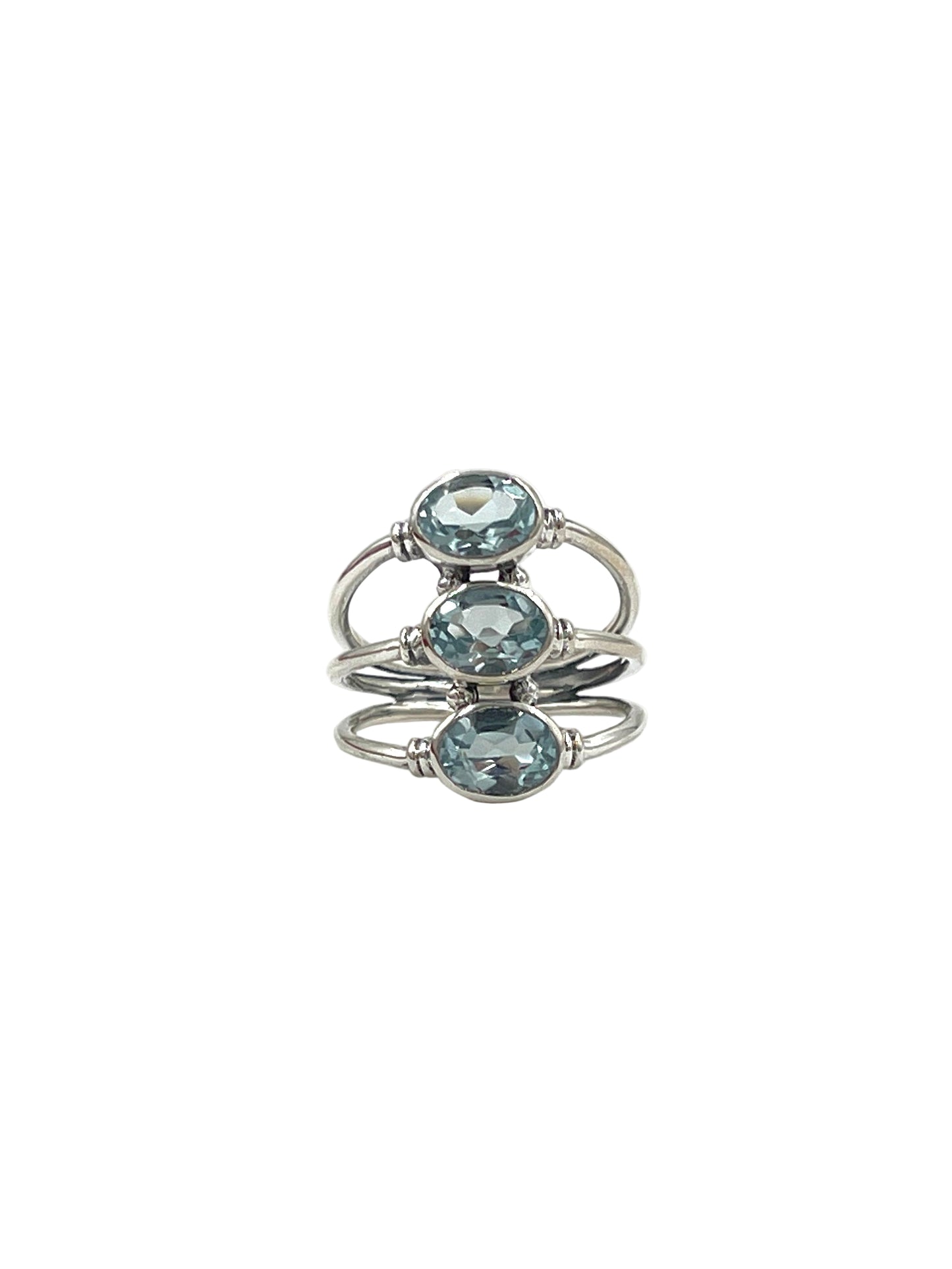 Triple Oval Blue Topaz Ring