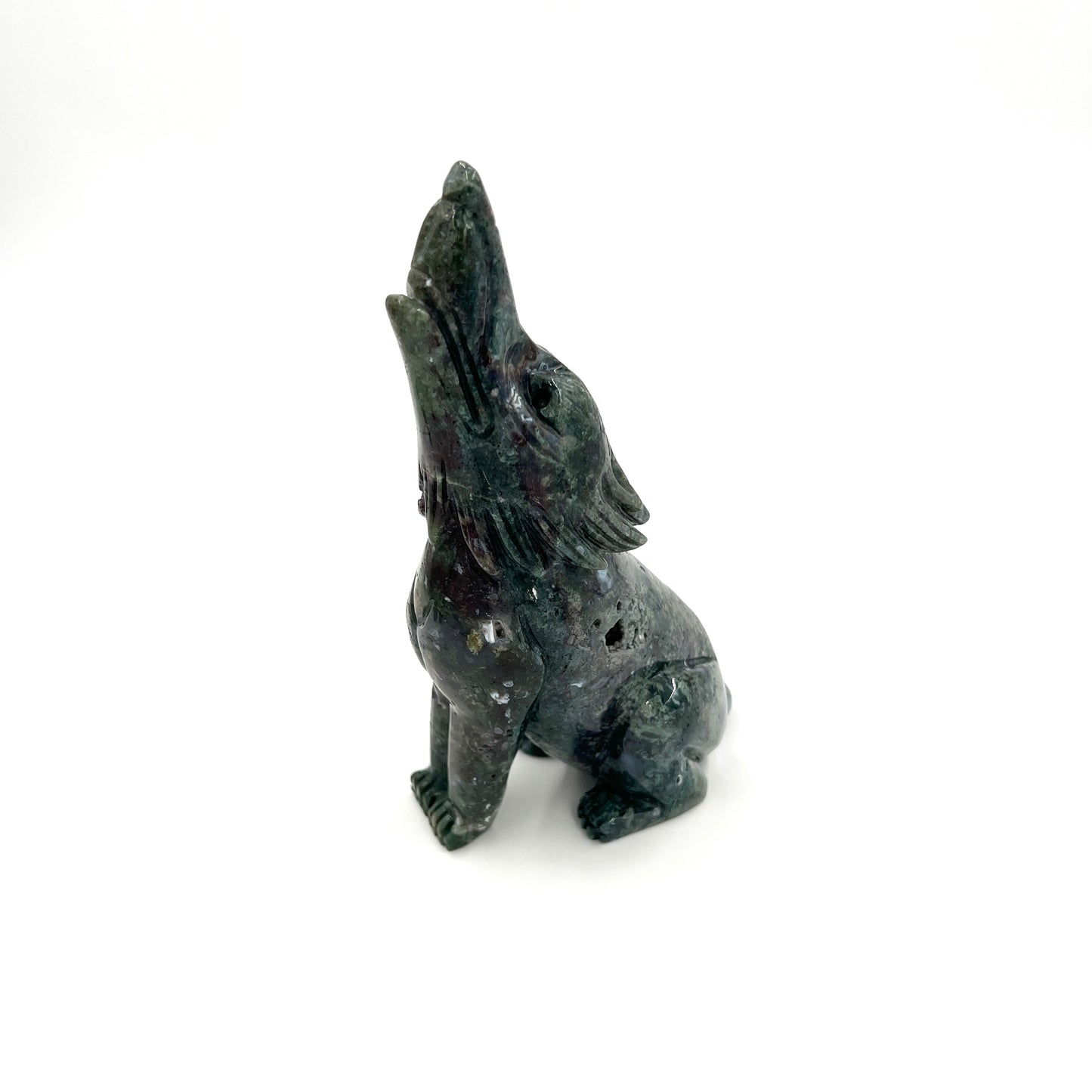 Moss Agate Howling Wolves