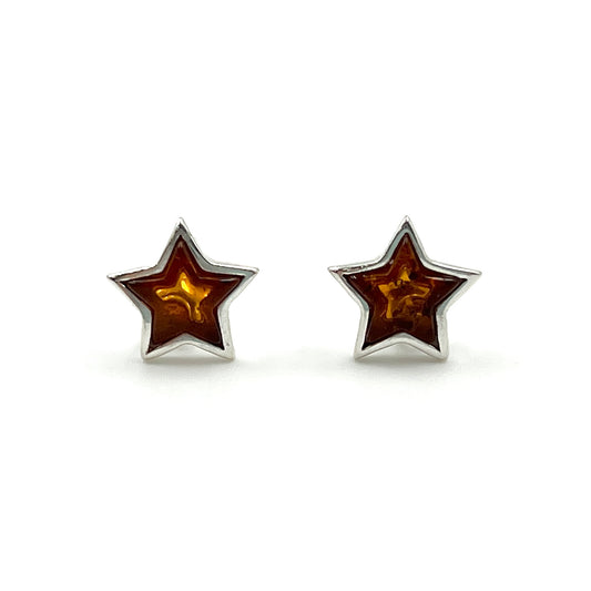 Amber Star Studs