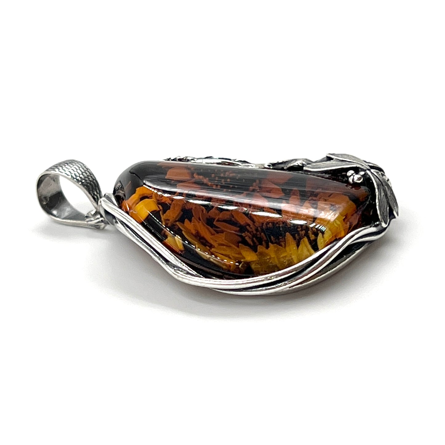 Amber Flower Pendants