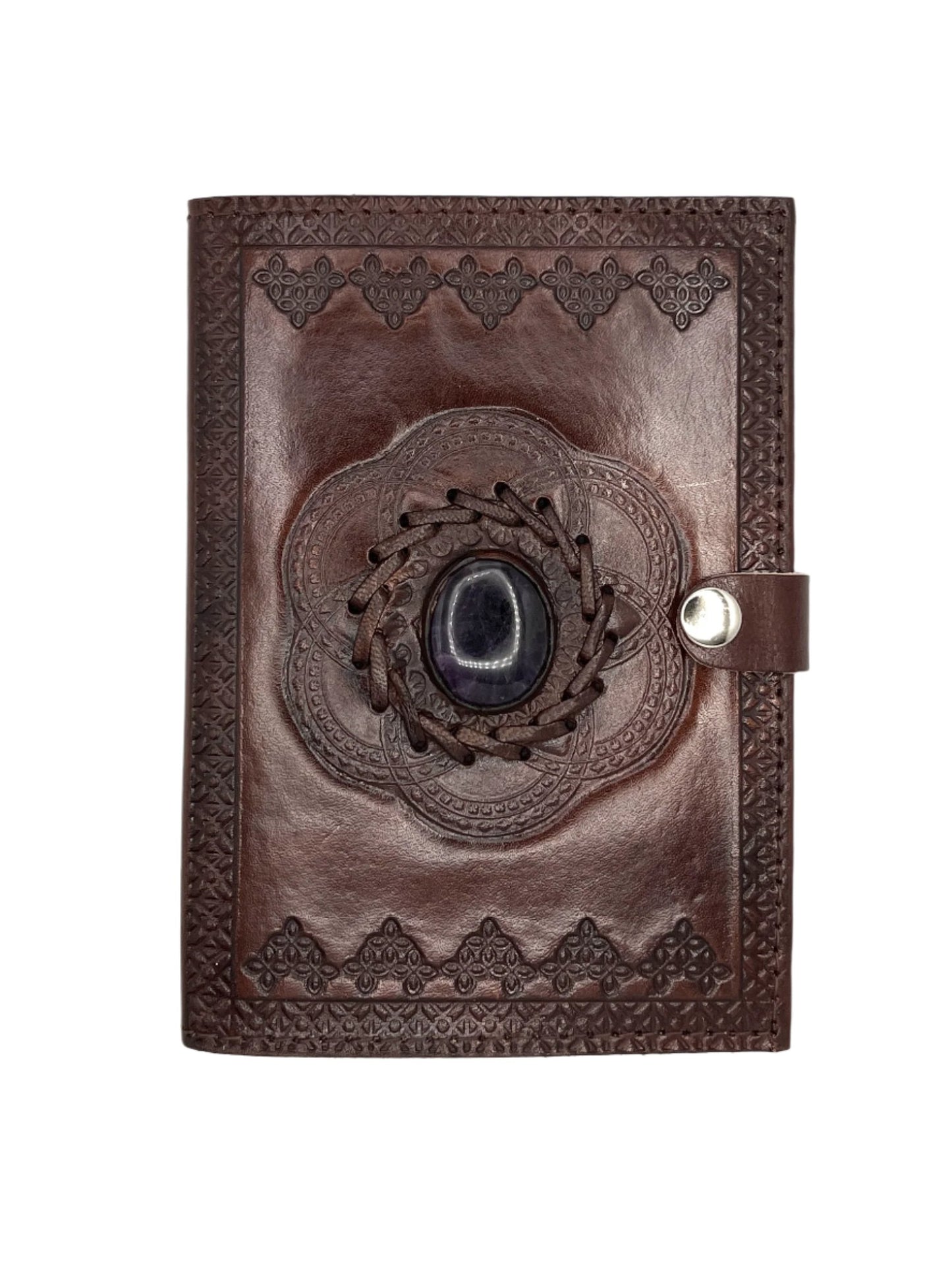 Camel Leather Gemstone Journal | Lotus | 7" x 5" x 1/2"