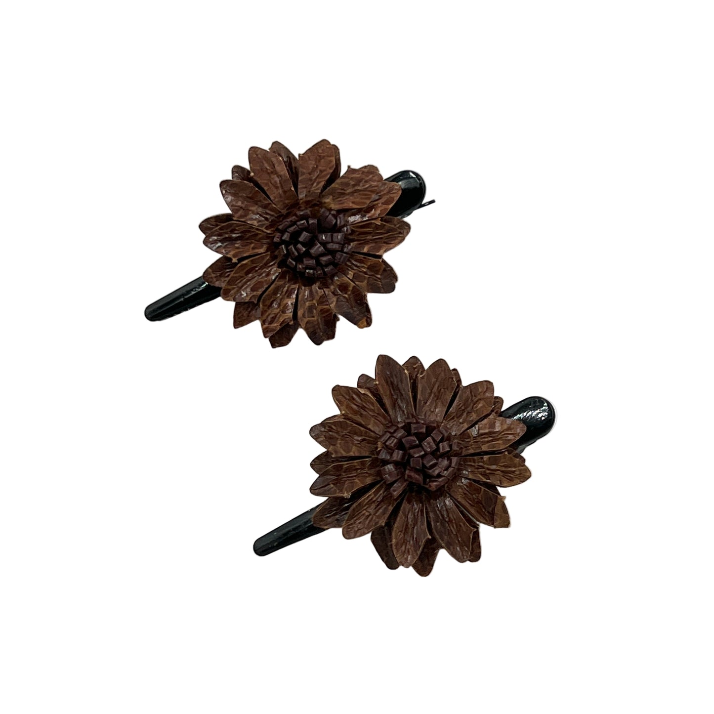 Leather Flower Hair Clips
