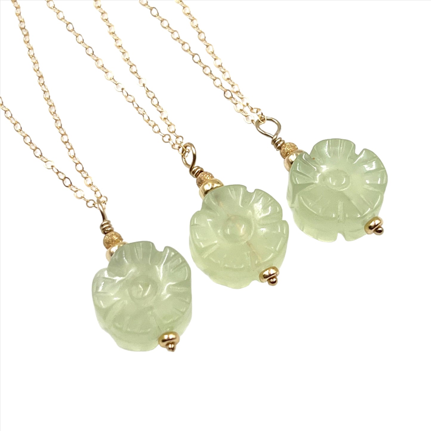 Jade Flower Gold Filled Necklace