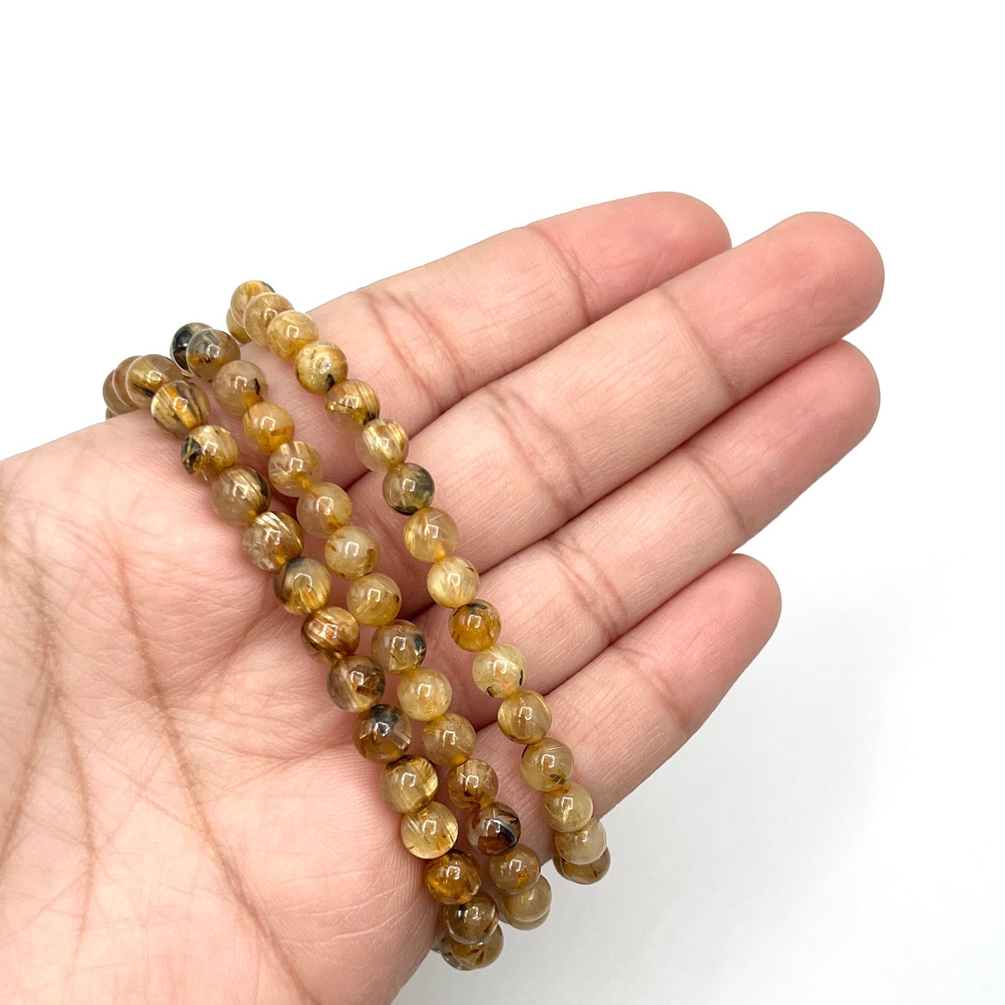 A+ Golden Rutilated Clear Quartz Stretchy Bracelets