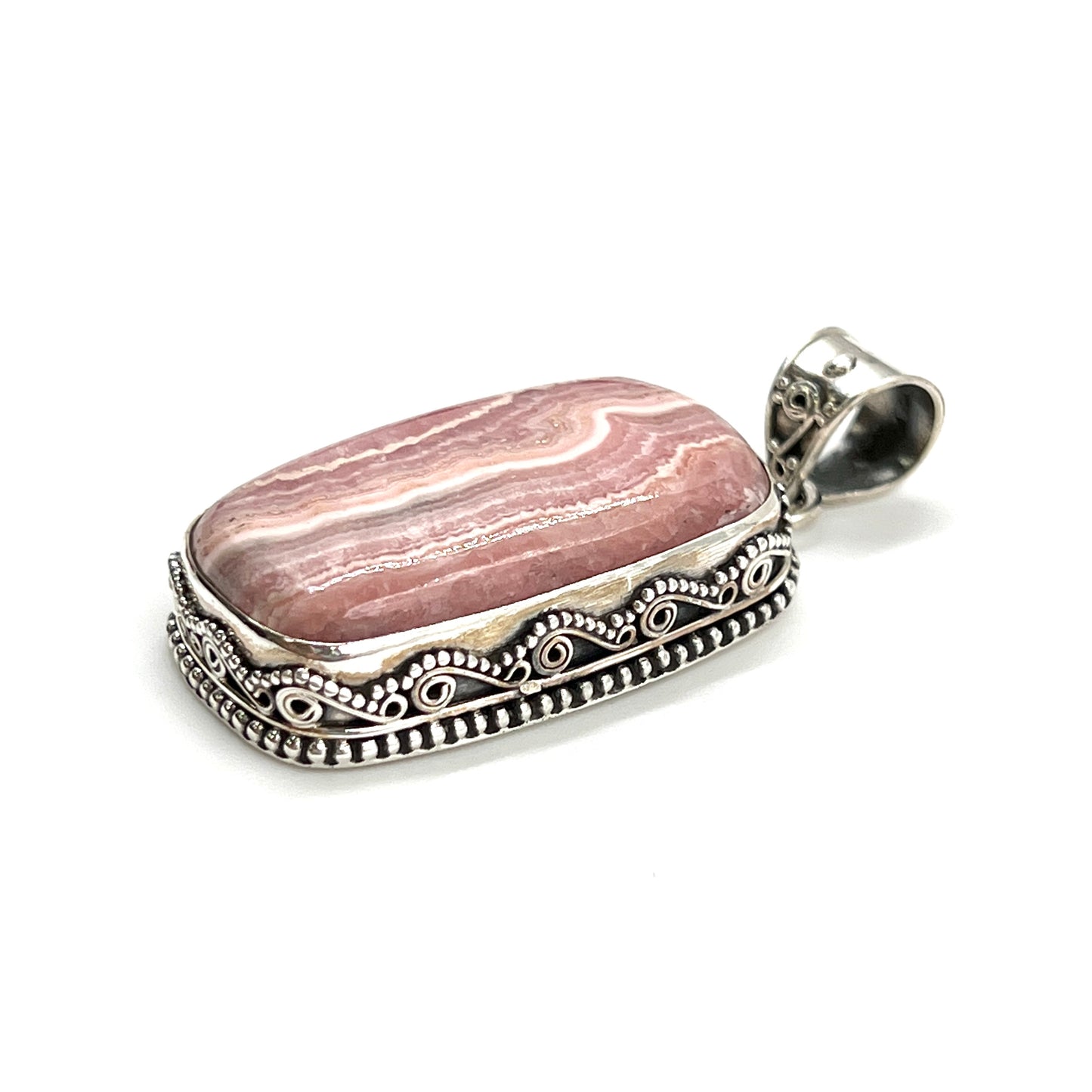 Rhodochrosite Filigree Pendants