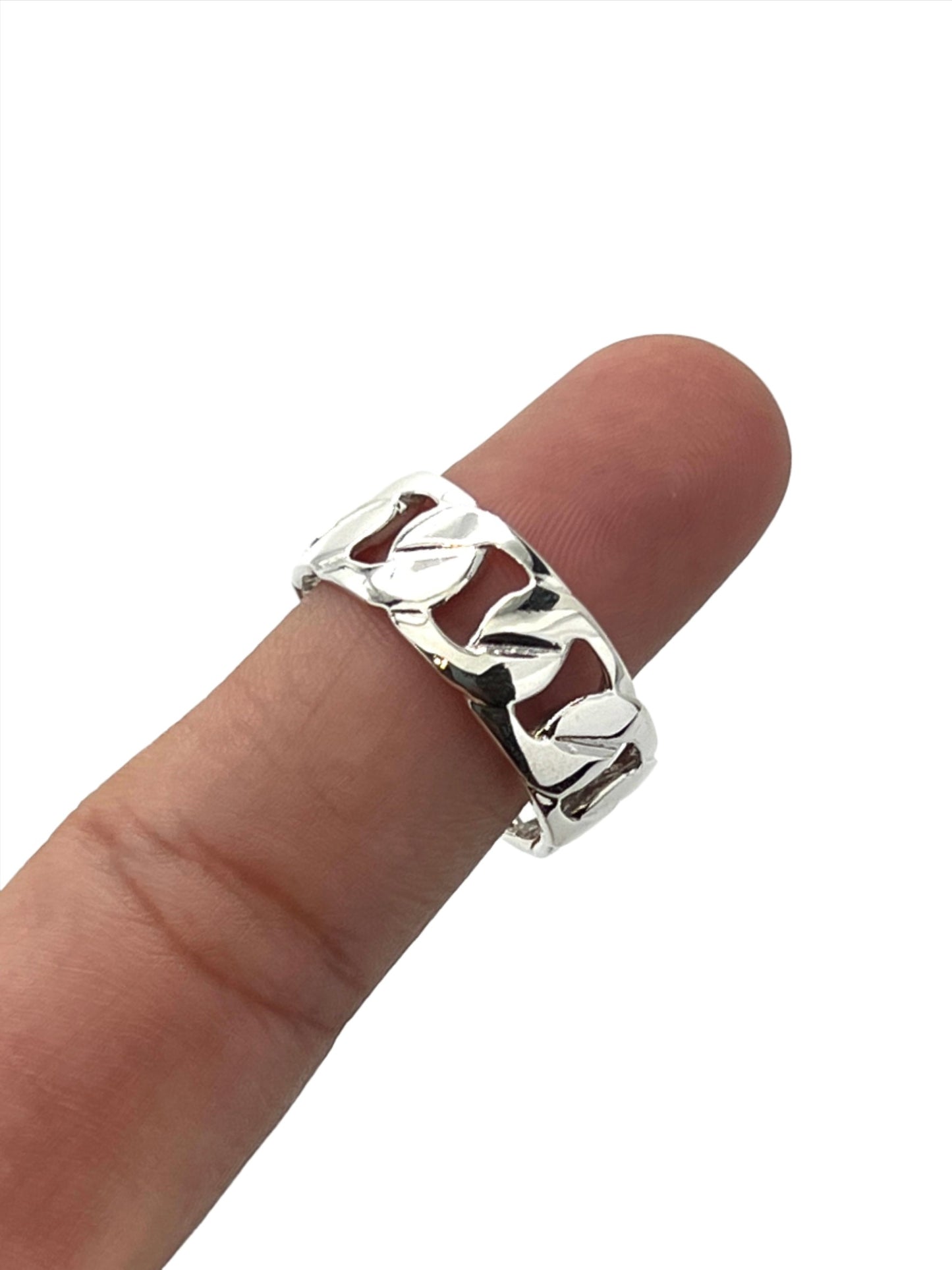 Sterling Silver Figaro Chain Ring