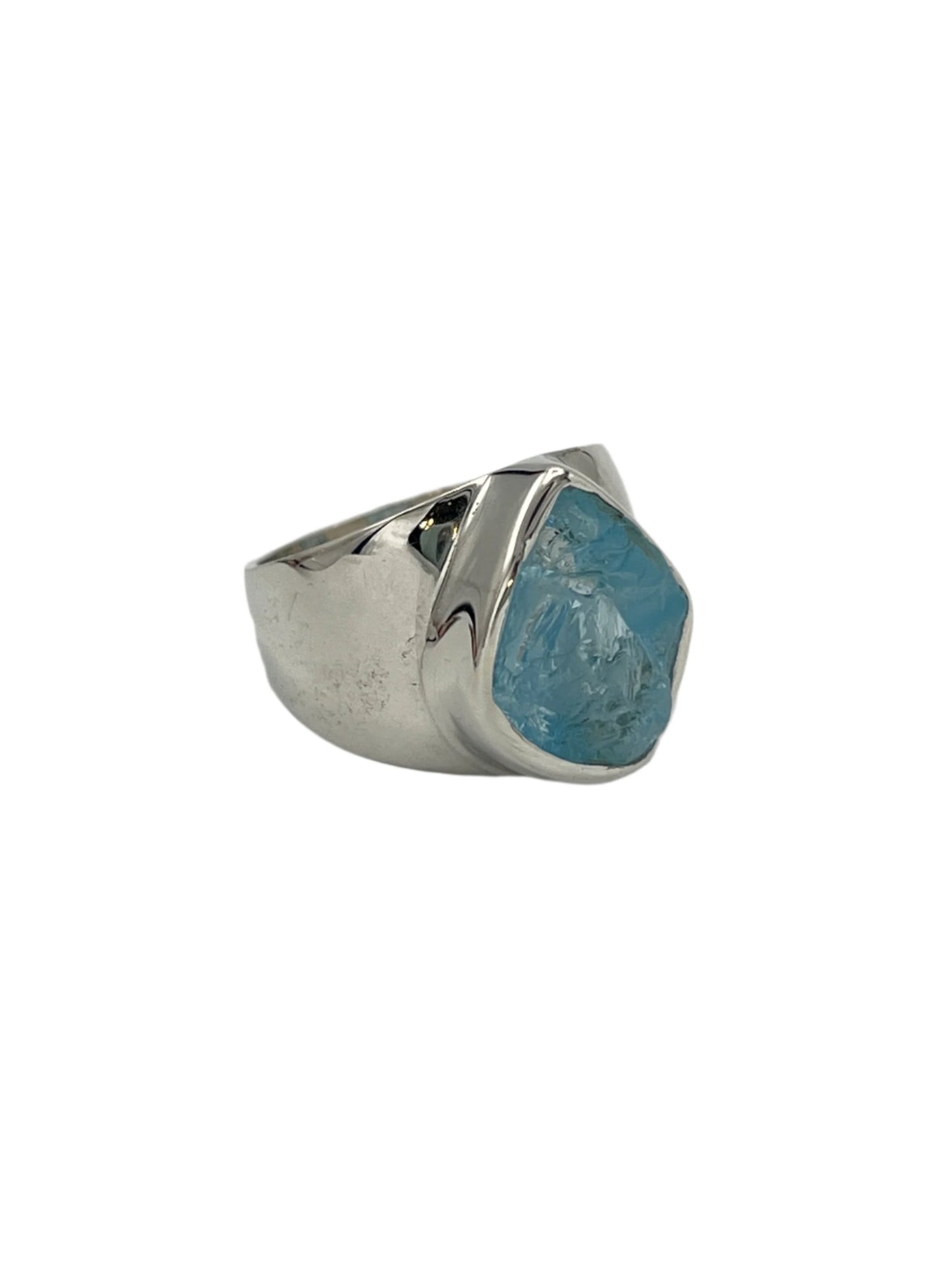 Sterling Silver Raw Blue Topaz Rings