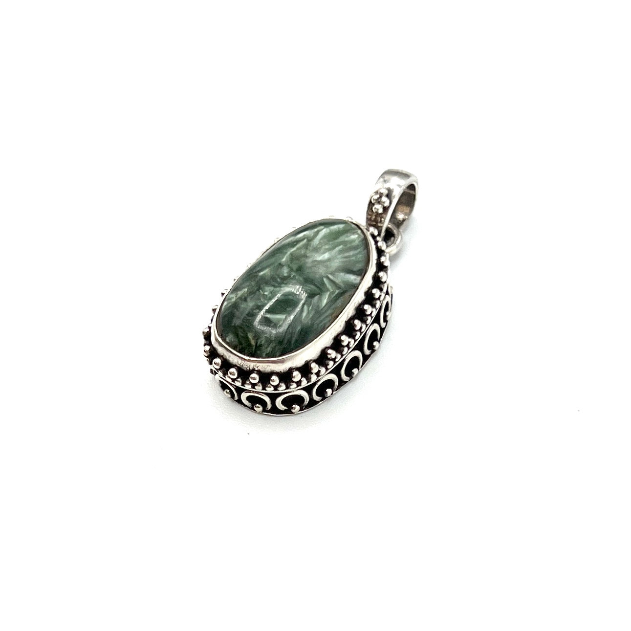 Sterling Silver Beaded Seraphinite Pendants