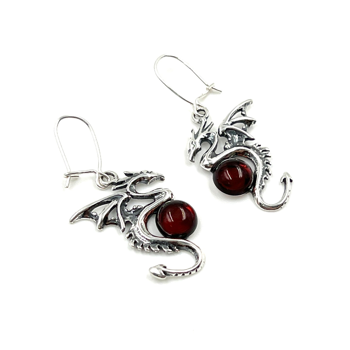 Amber Dragon Dangle Earrings