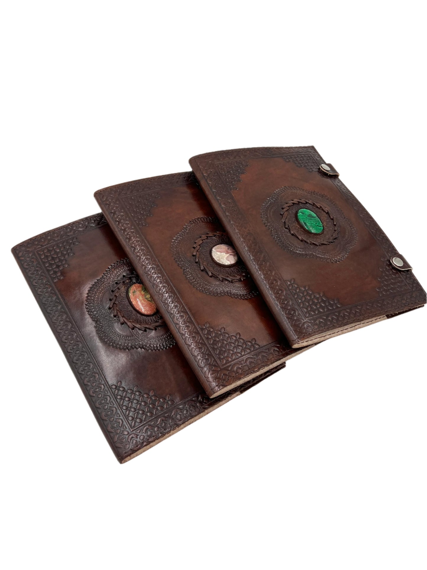 Camel Leather Gemstone Journal | Lotus | 10" x 7" x 1/2"