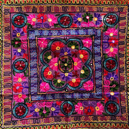 Flower Embroidered Wall Hanging  32"x 34"