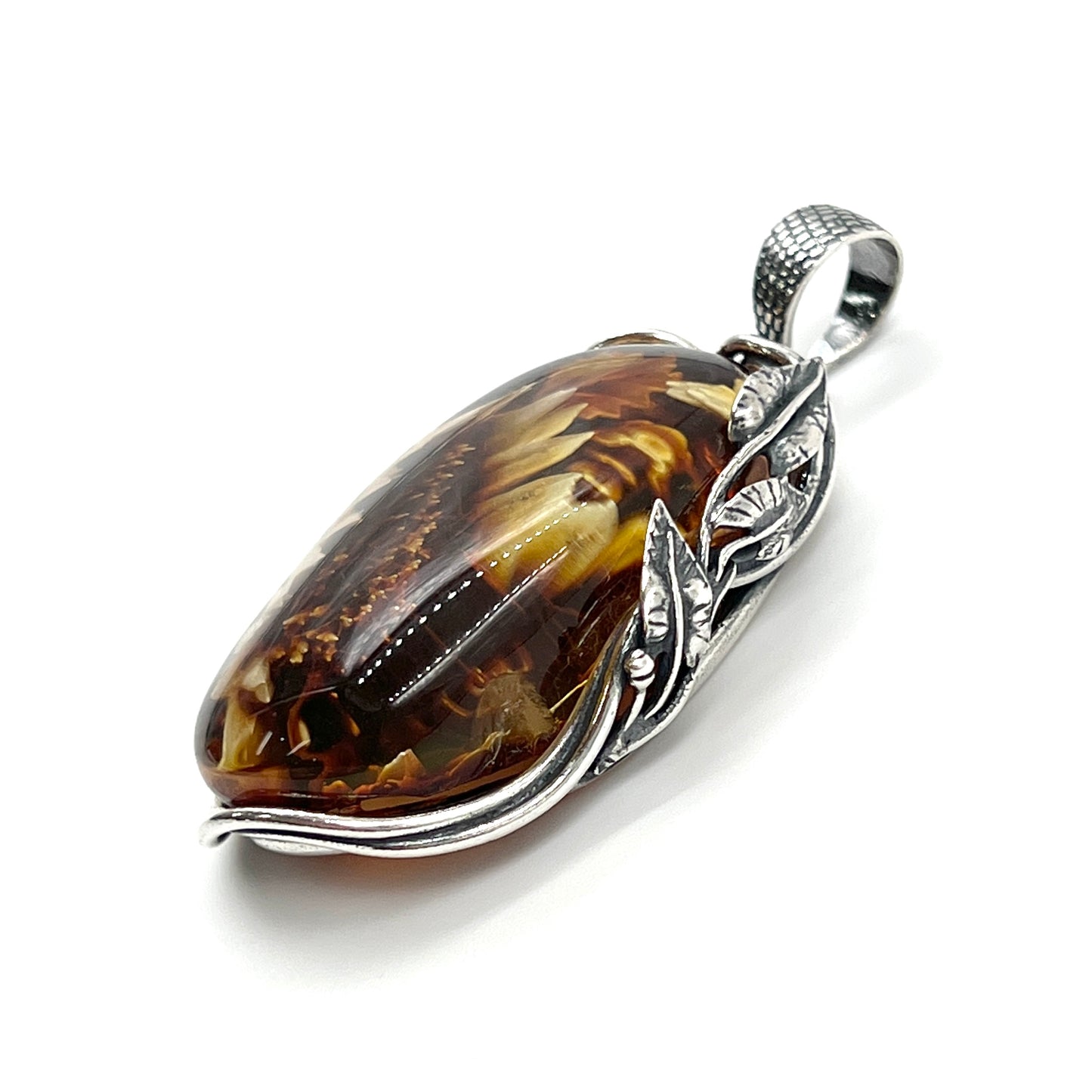 Amber Flower Pendants