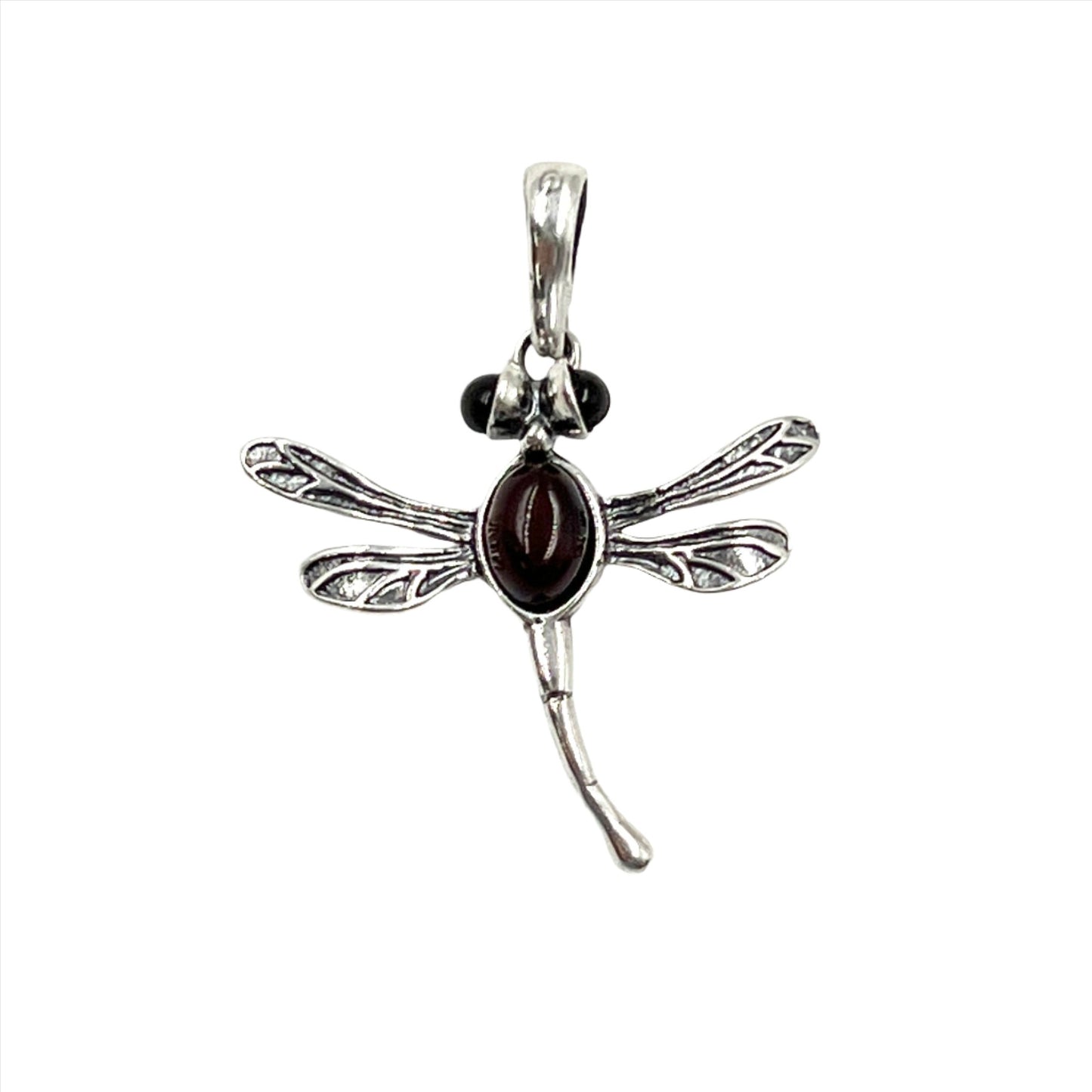 Sterling Silver Amber Dragonfly Pendants