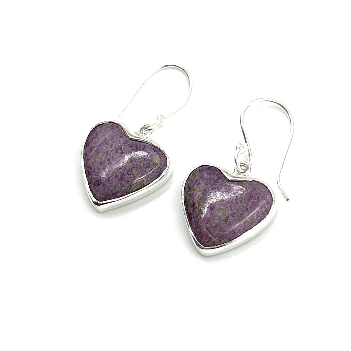 Sterling Silver Heart Purpurite Earrings