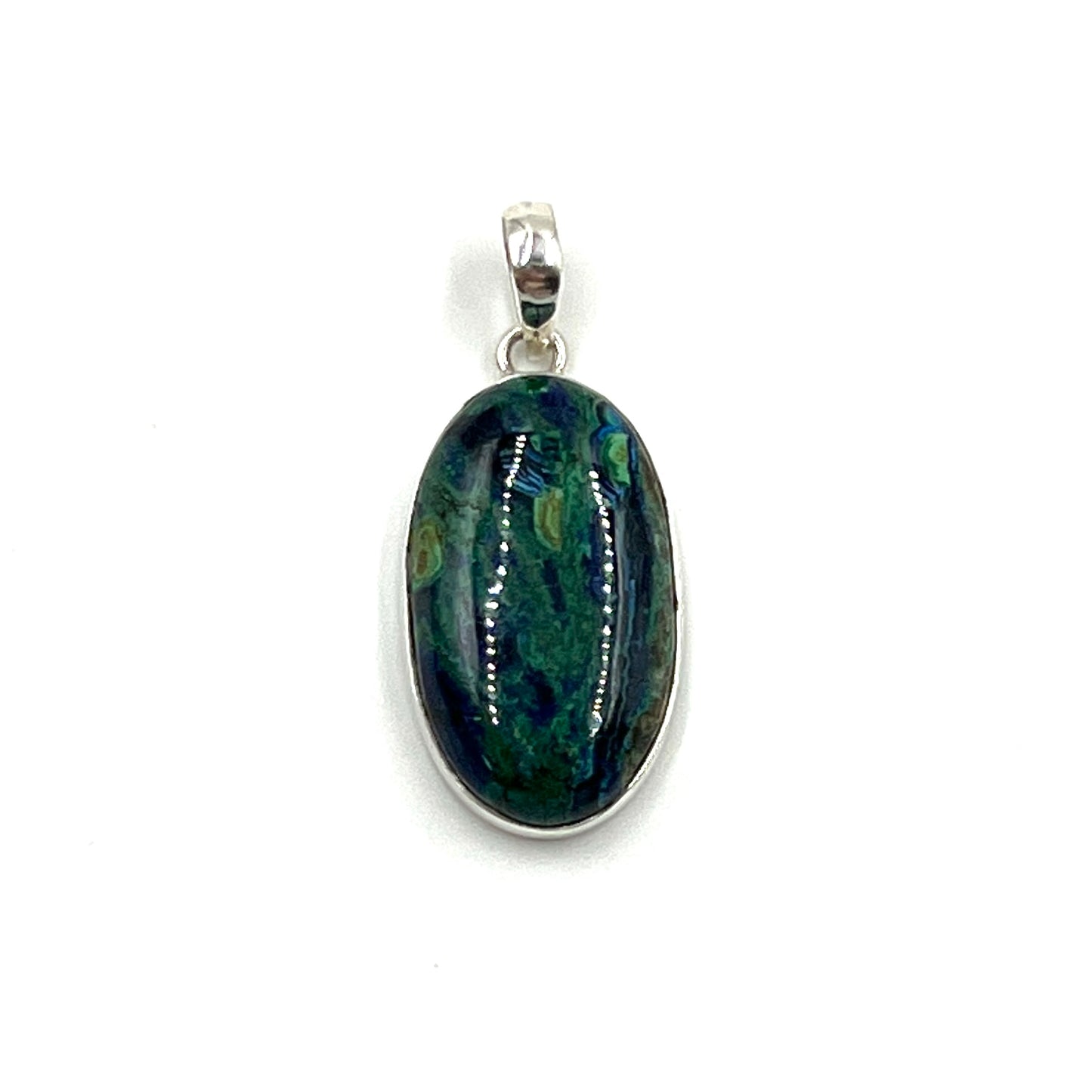 Sterling Silver Azurite Malachite Oval Pendants