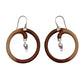 Sterling Silver Crystal Wood Hoop Earrings