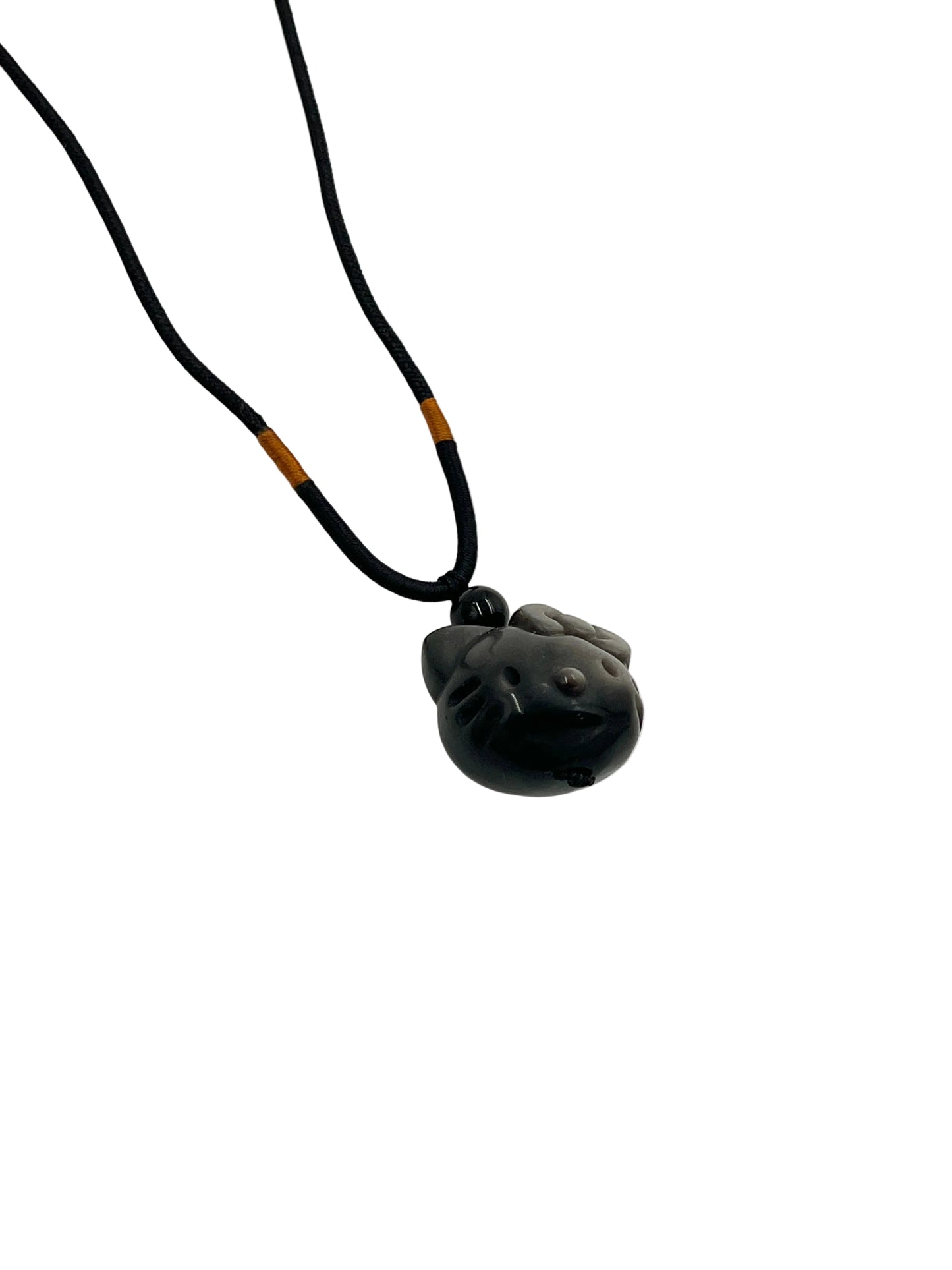 Silver Sheen Obsidian Hello Kitty Necklace
