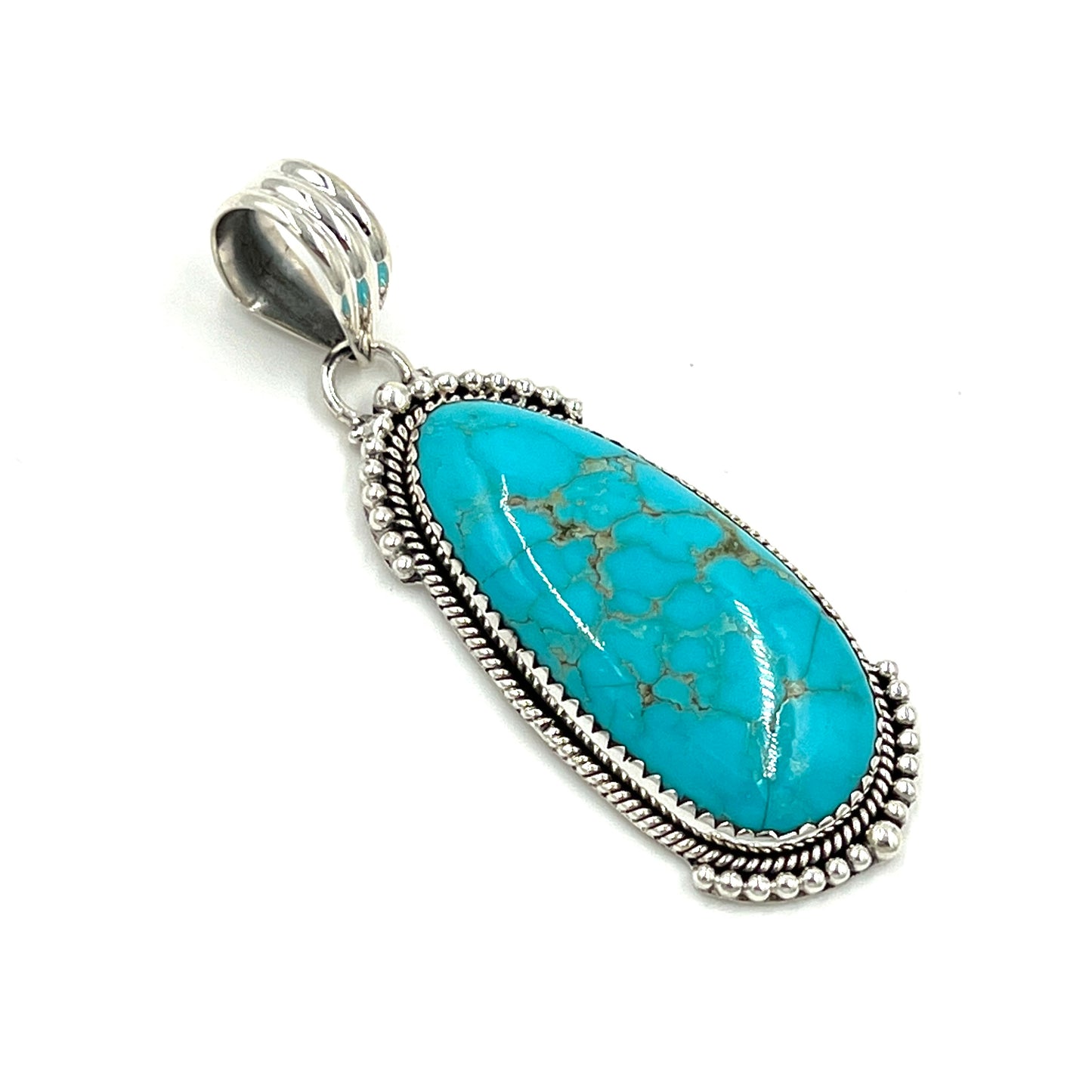 Sterling Silver Beaded Turquoise Pendants