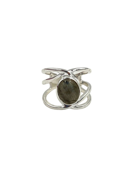 Oval Labradorite Wavy Ring