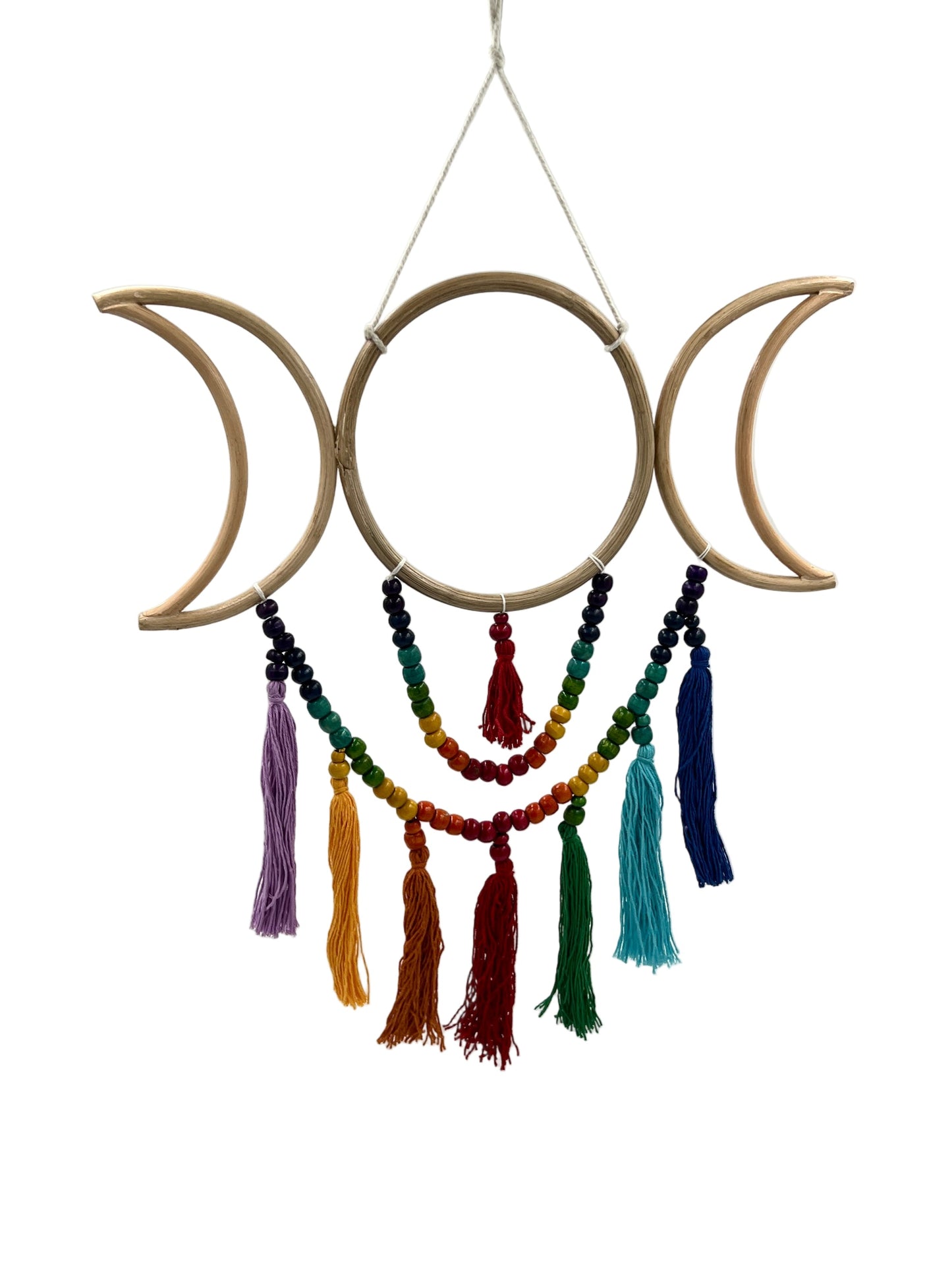 Rainbow Triple Moon Goddess Dream Catcher