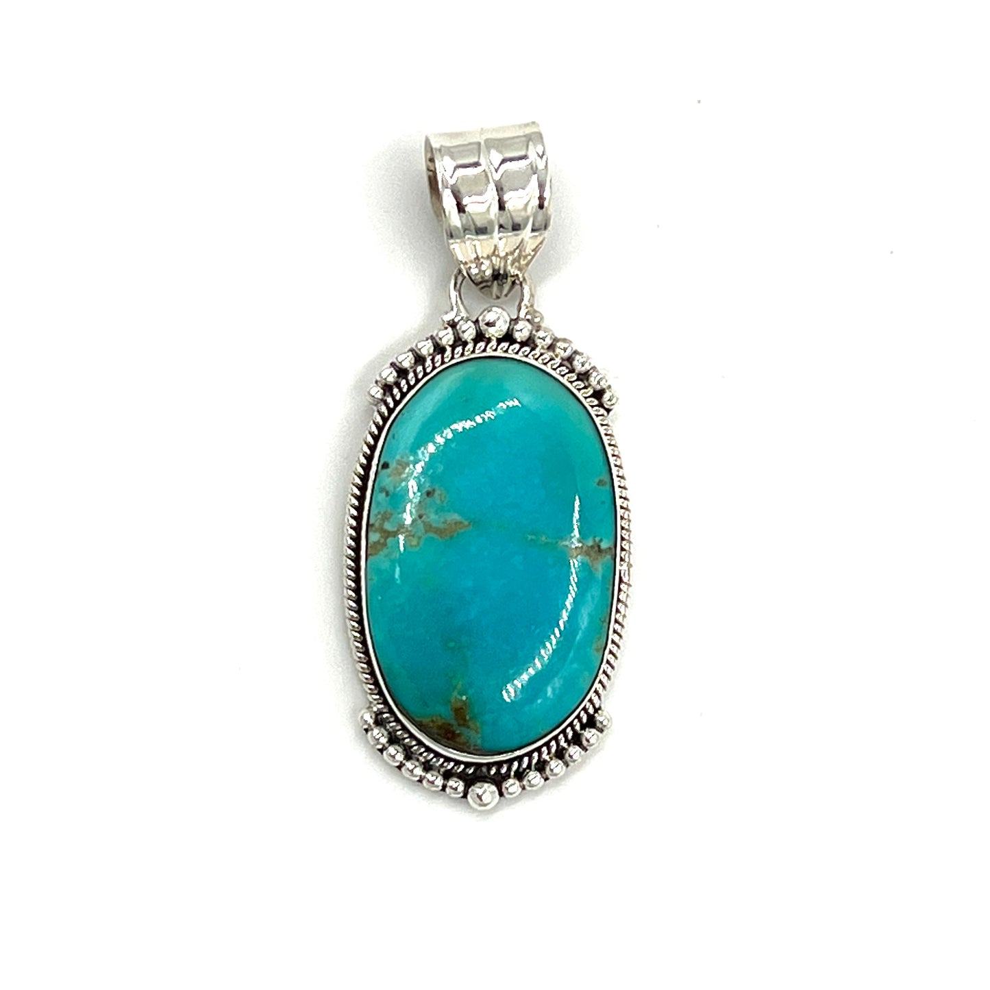 Sterling Silver Beaded Turquoise Pendants