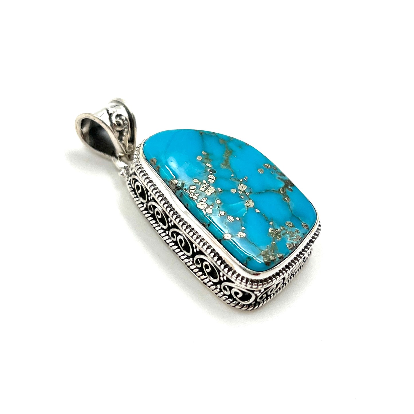 Sterling Silver Filigree Turquoise Pendant